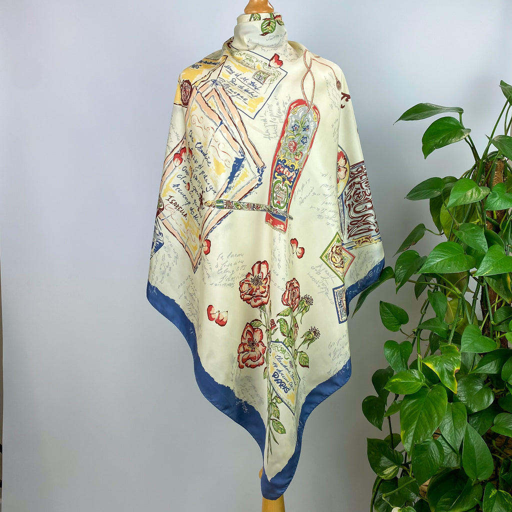 French ‘Fashion Affairs’ Vintage Silk Scarf