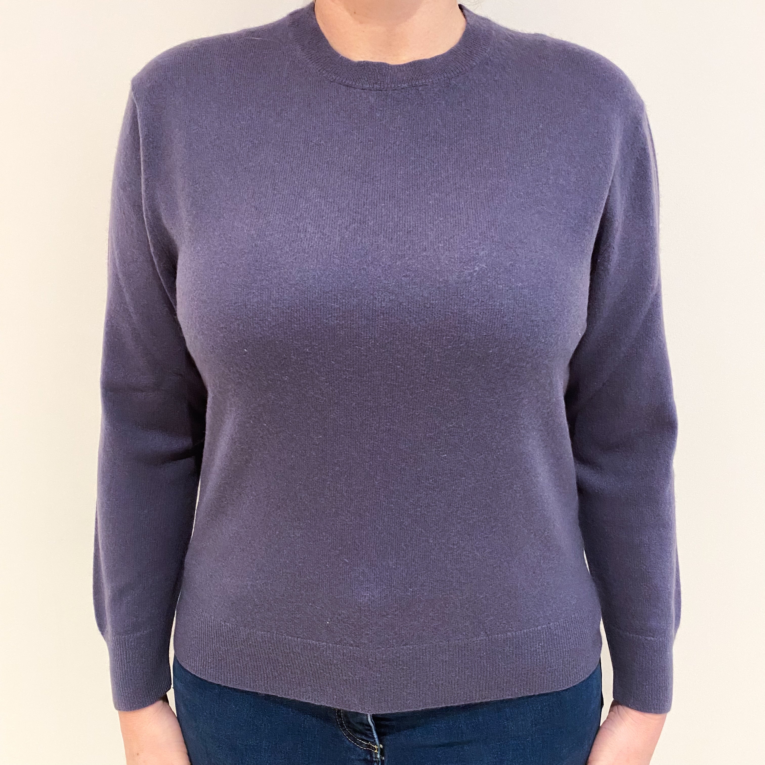 Slate Purple Cashmere Crew Neck Jumper Large