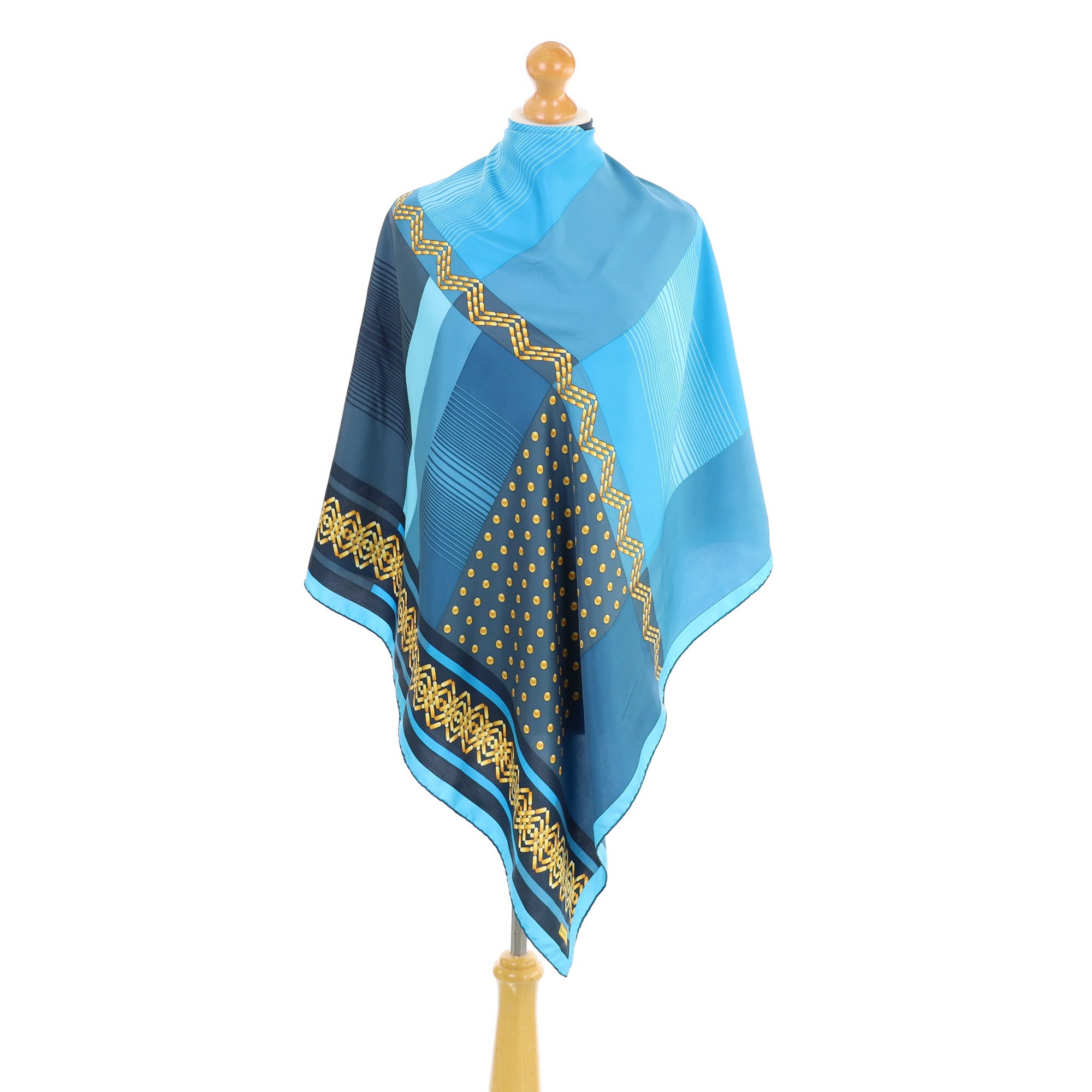 Turquoise Abstract Silk Scarf