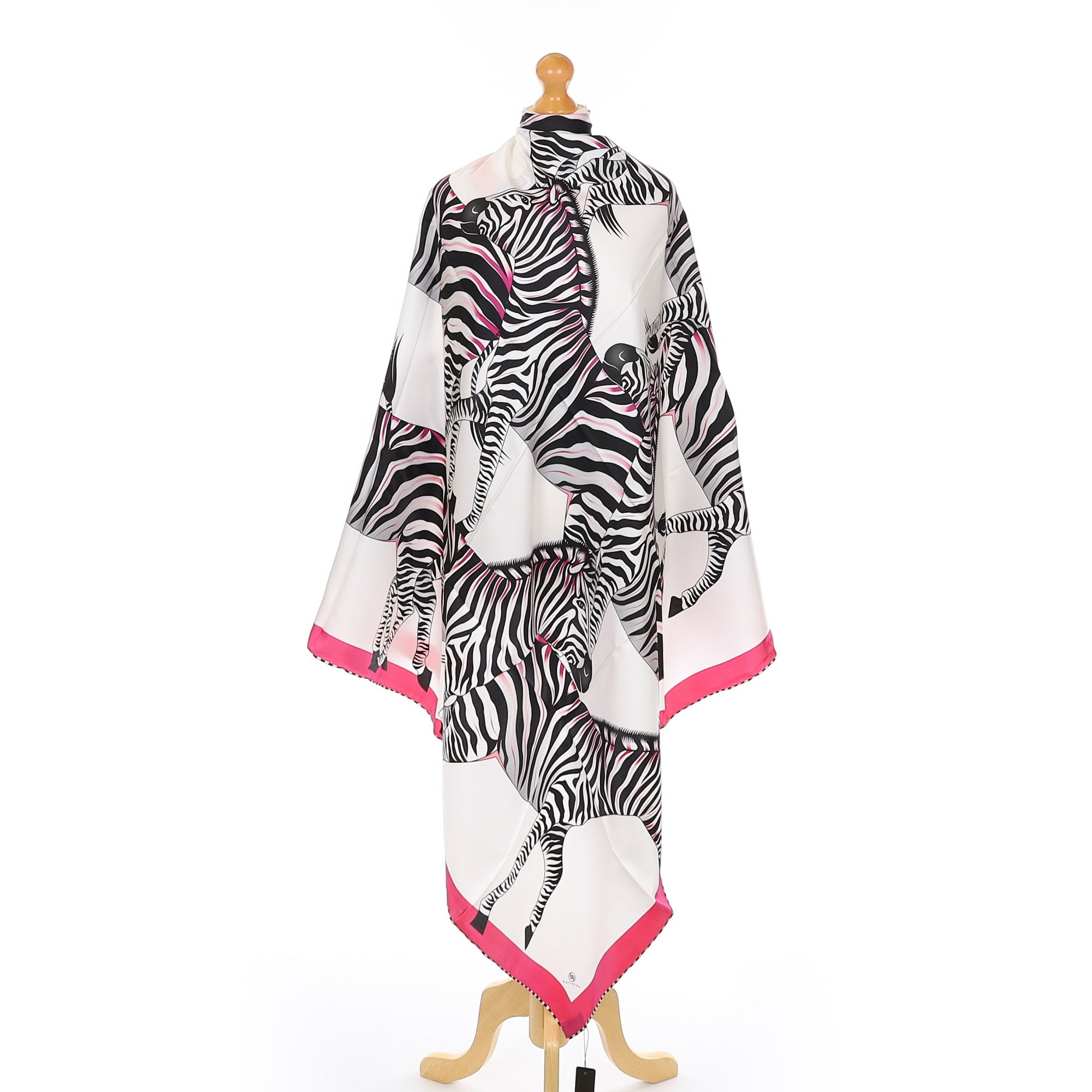 Brand New Bellezza Red & Pink Zebra Double Faced Silk Scarf Extra Large