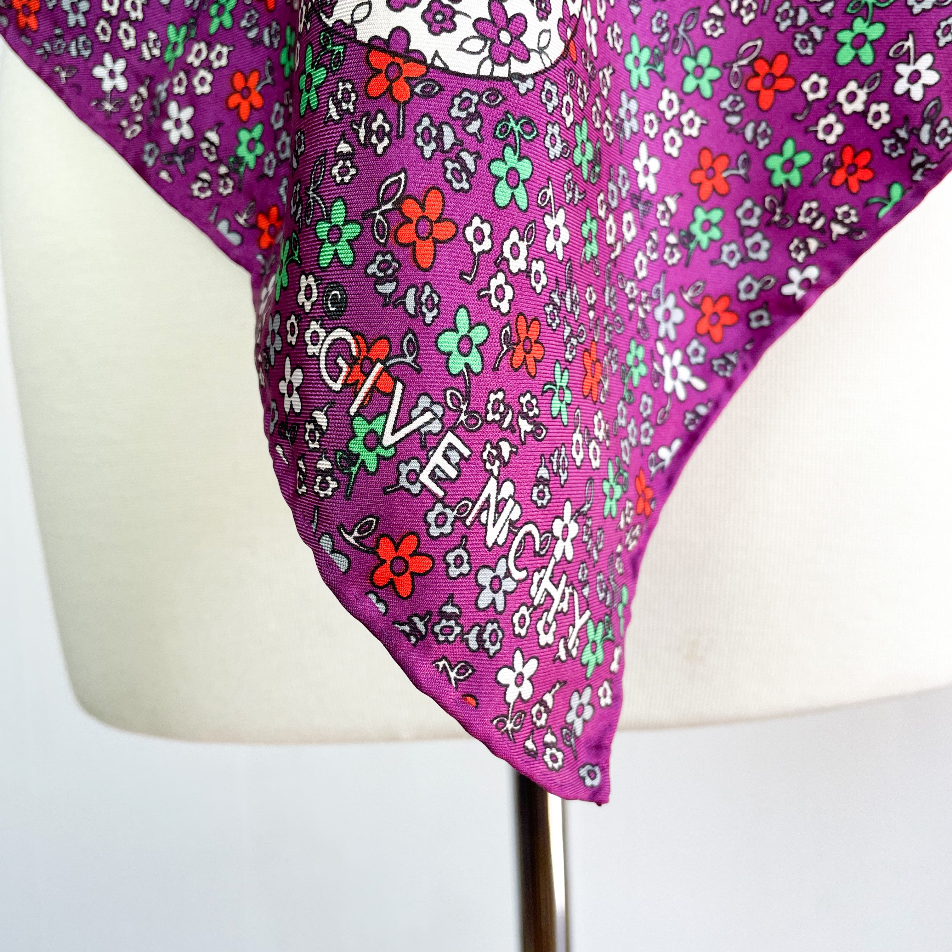 Givenchy Floral Designer Vintage Silk Scarf