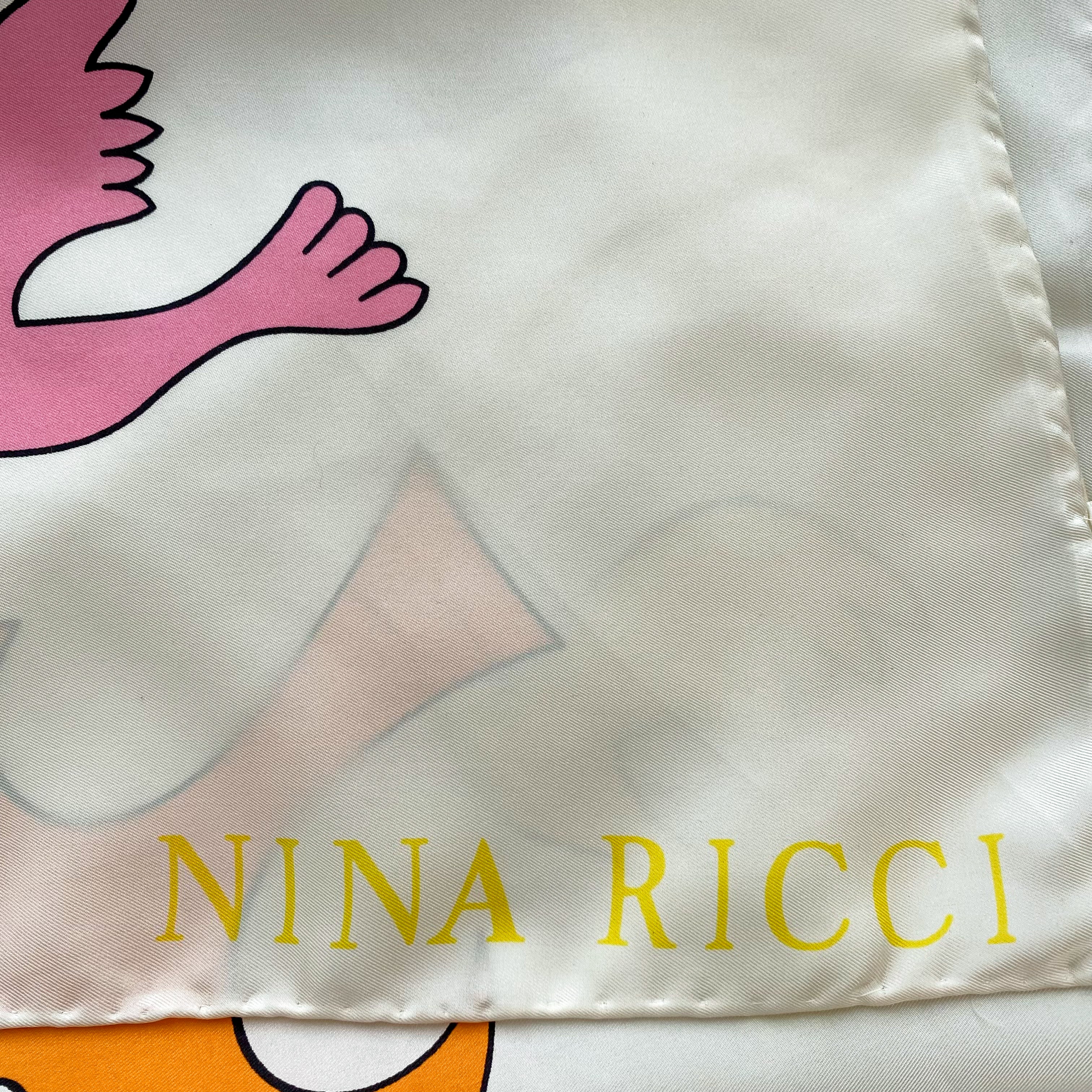 Immaculate Nina Ricci Bird Design Silk Scarf