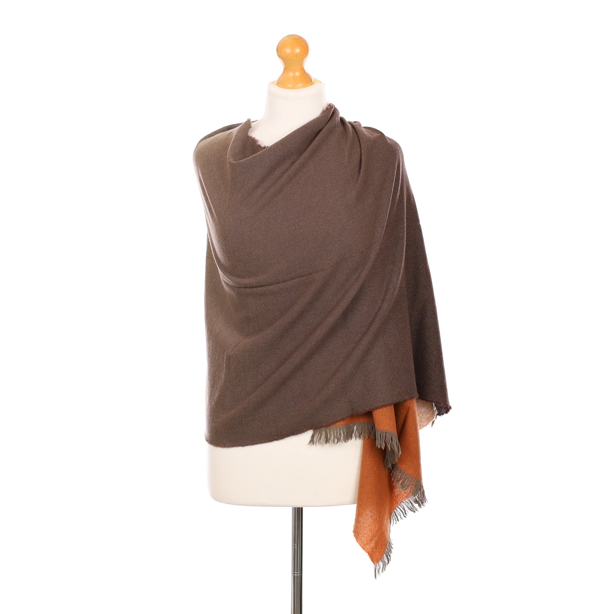 Scottish Begg & Co Chocolate Orange Ombré Woven Cashmere Wrap