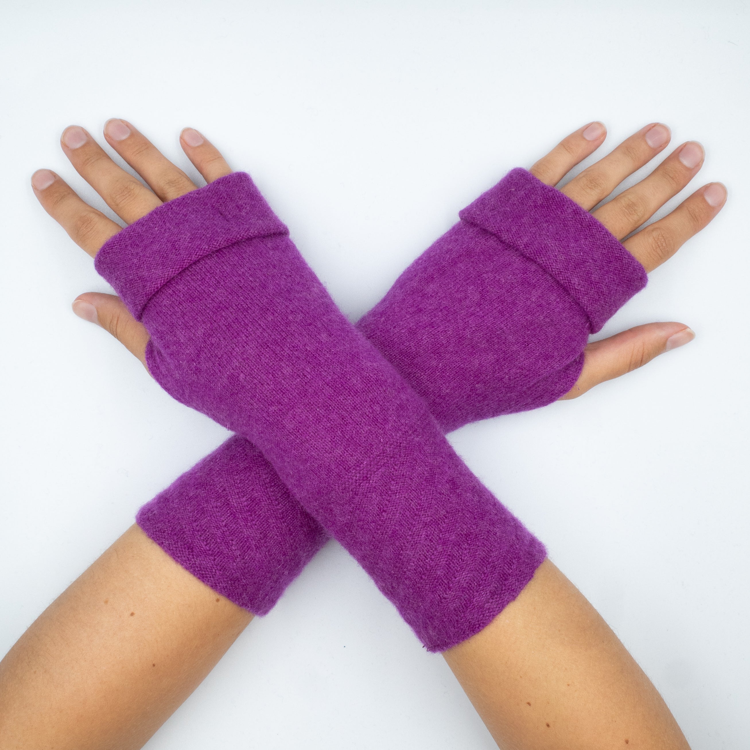 Magenta Pink Cashmere Fingerless Gloves