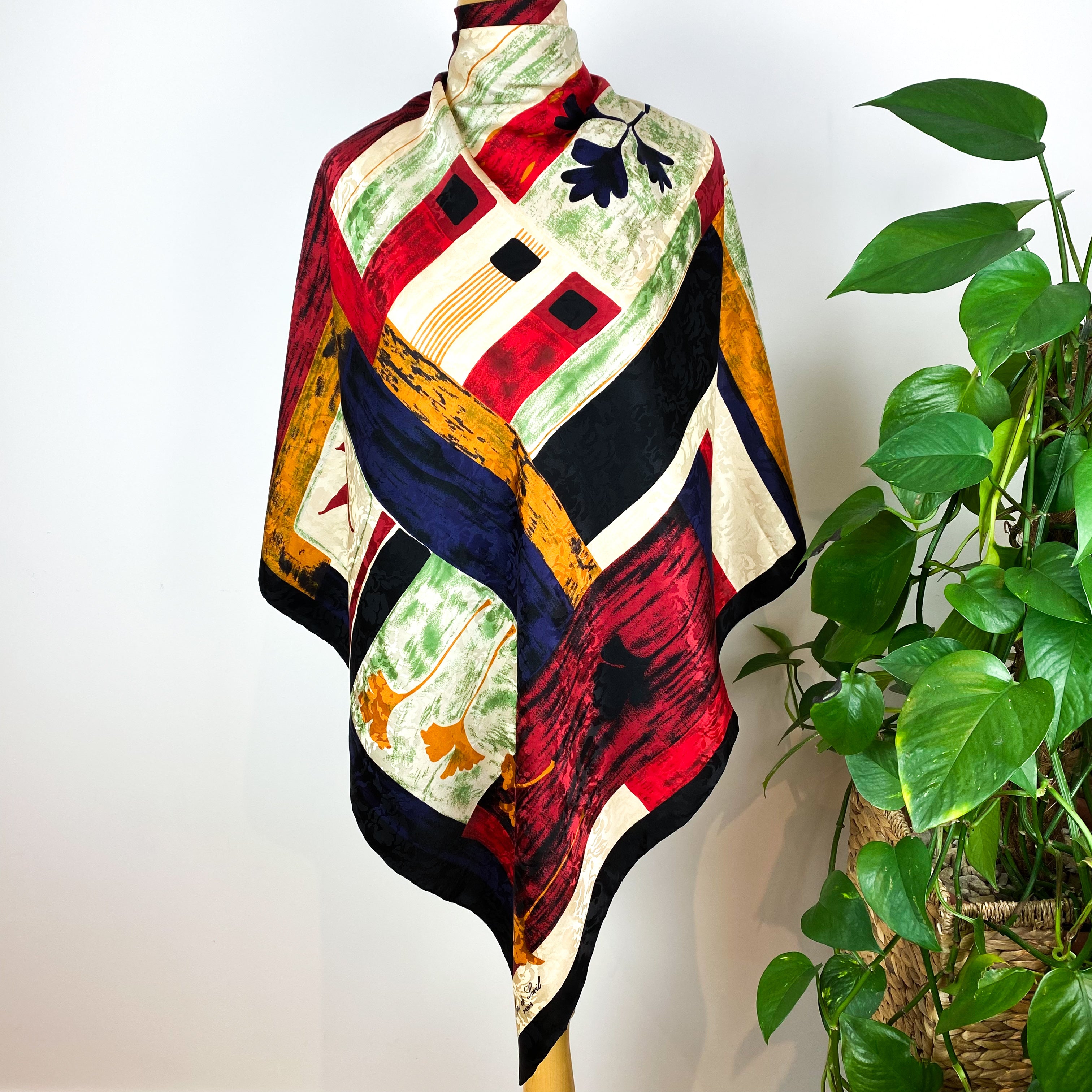 Anne De Sevil Abstract Vintage Silk Scarf
