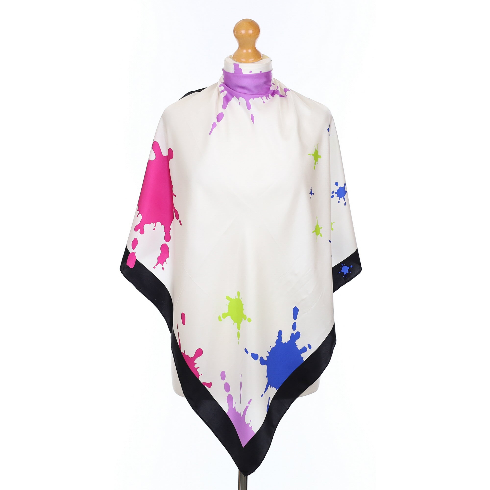 Black and White Paint Splash Silk Scarf
