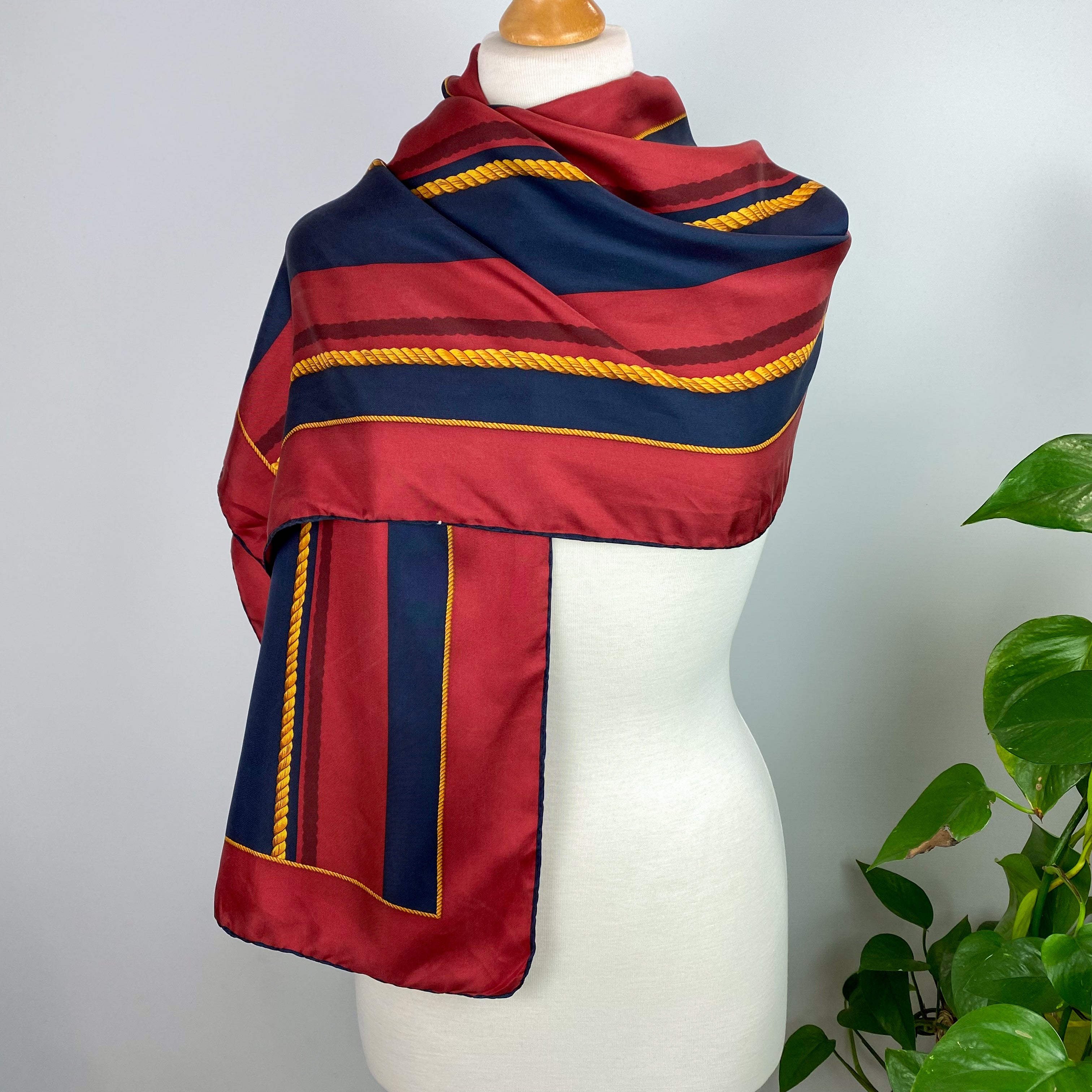 Aquascutum Striped Long Silk Scarf