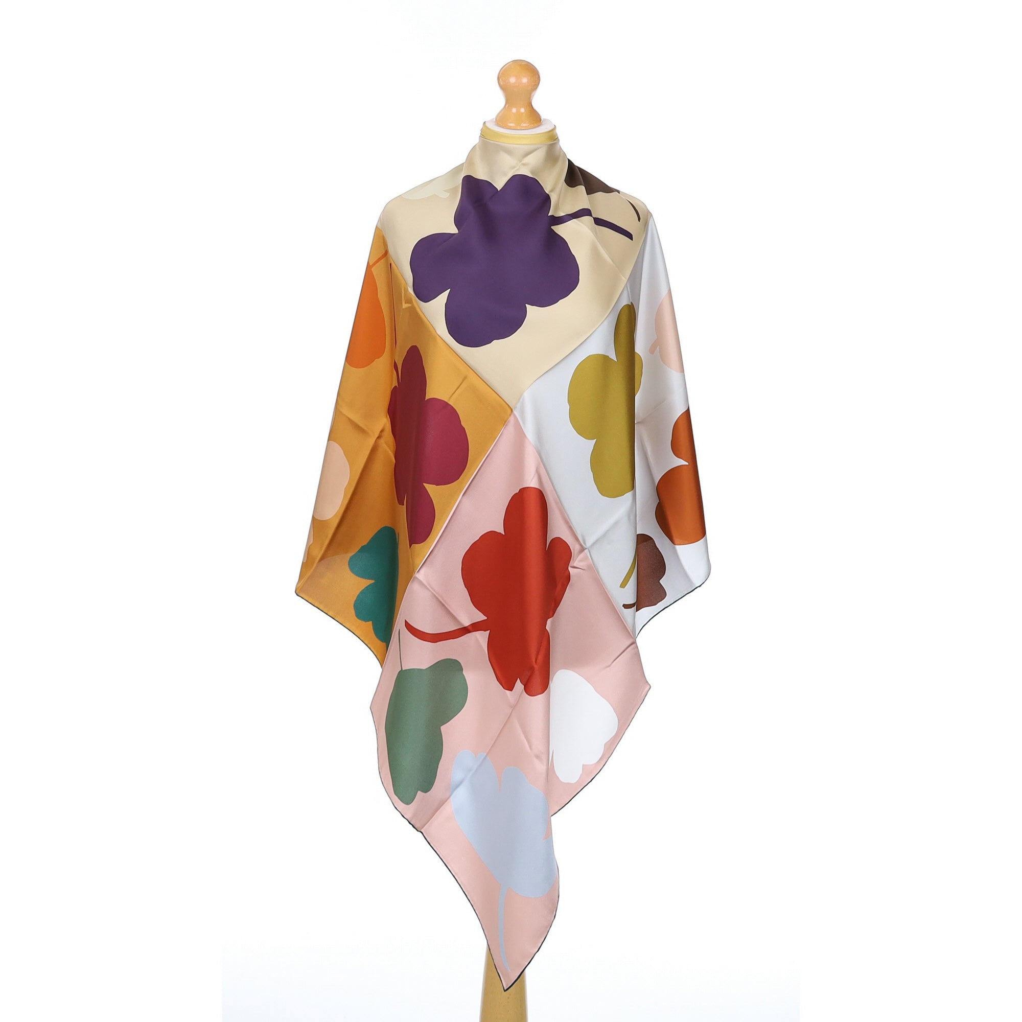 Brand New Italian Floral Colour Block Silk Scarf