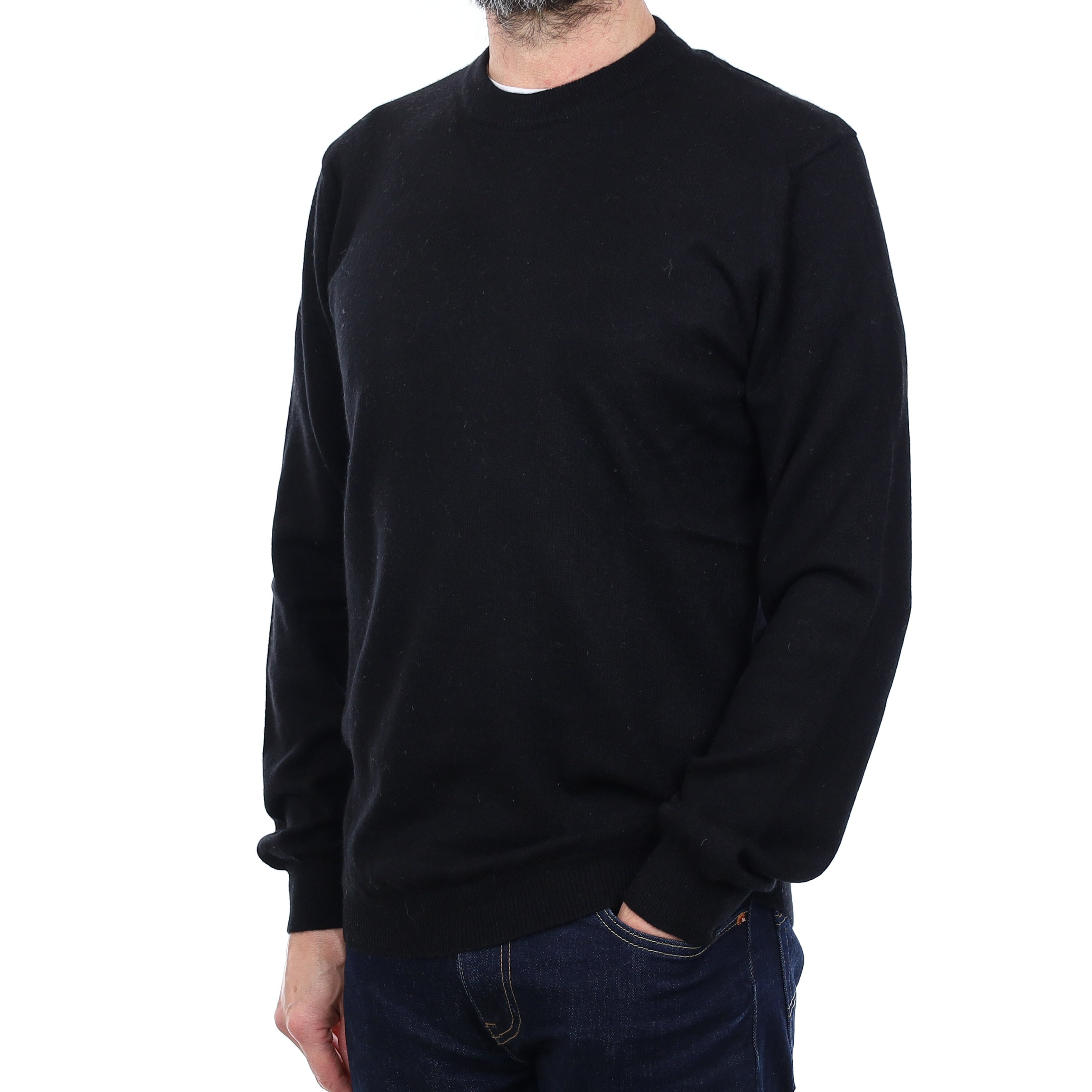 Men's Black Cashmere Crew Neck Jumper Small