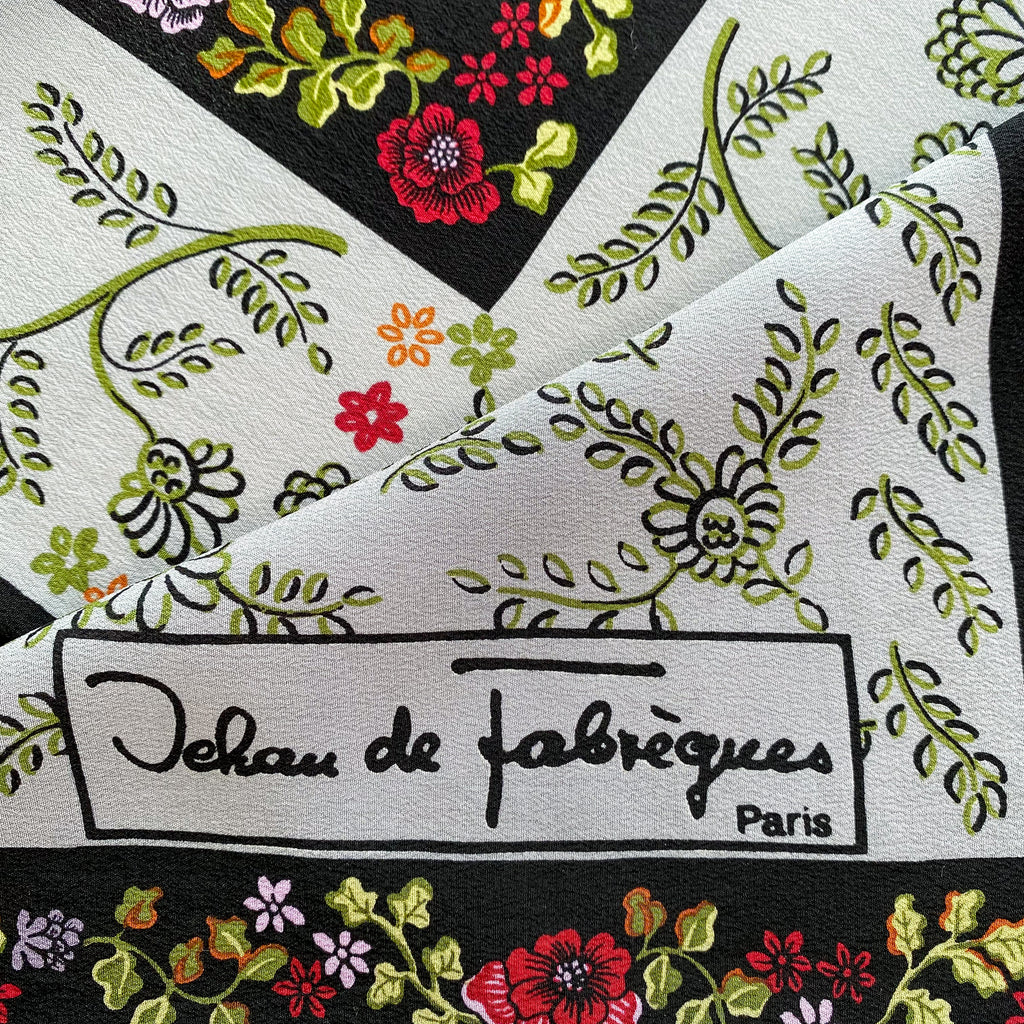 French Ditsy Floral & Grey Vintage Silk Scarf