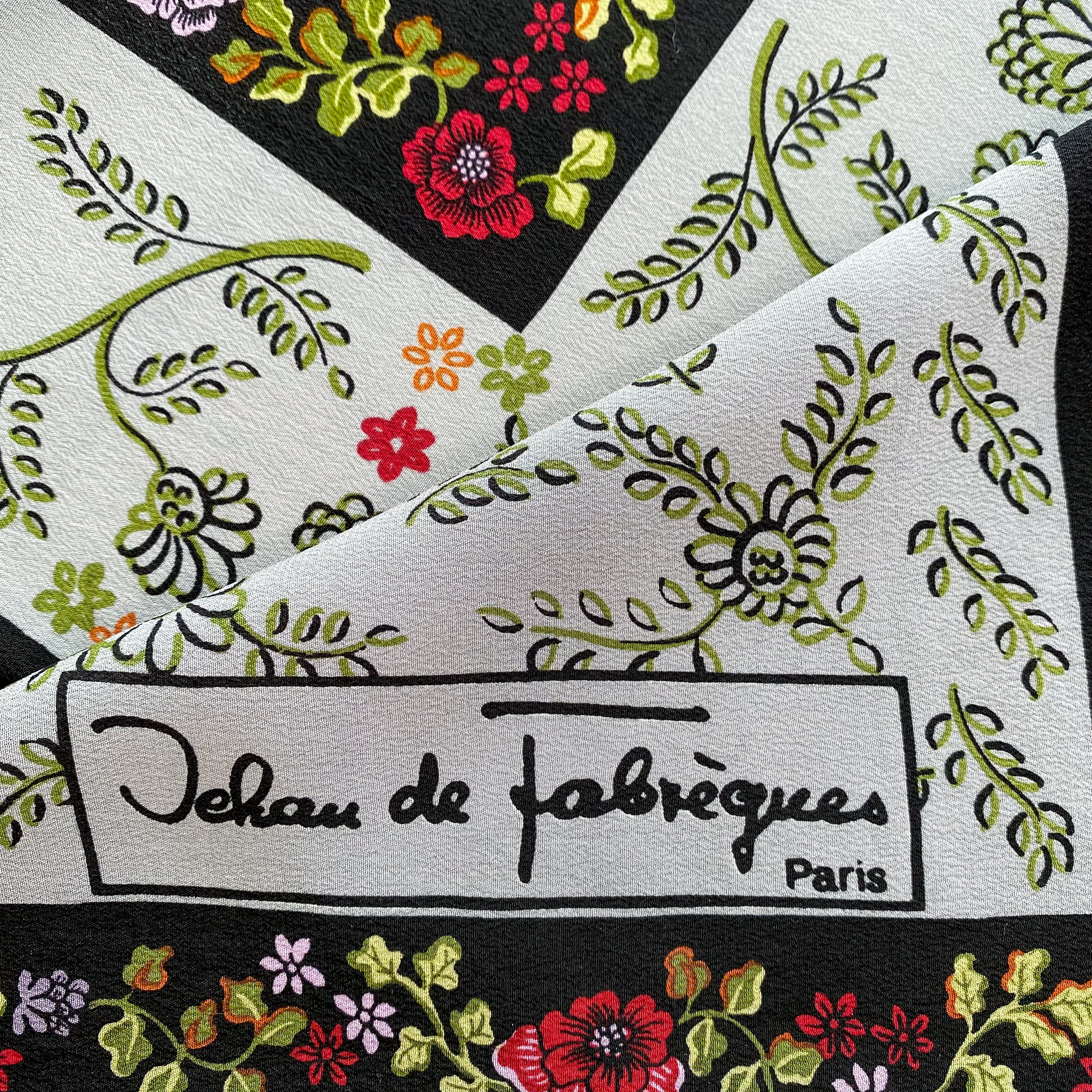 French Ditsy Floral & Grey Vintage Silk Scarf