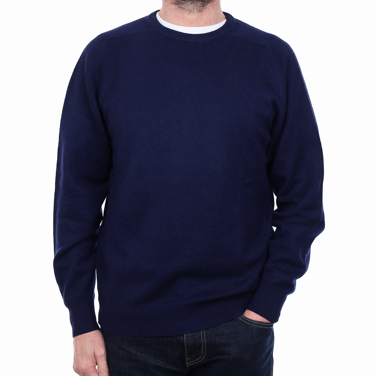 Men's Scottish Navy Cashmere Crew Neck Jumper Small