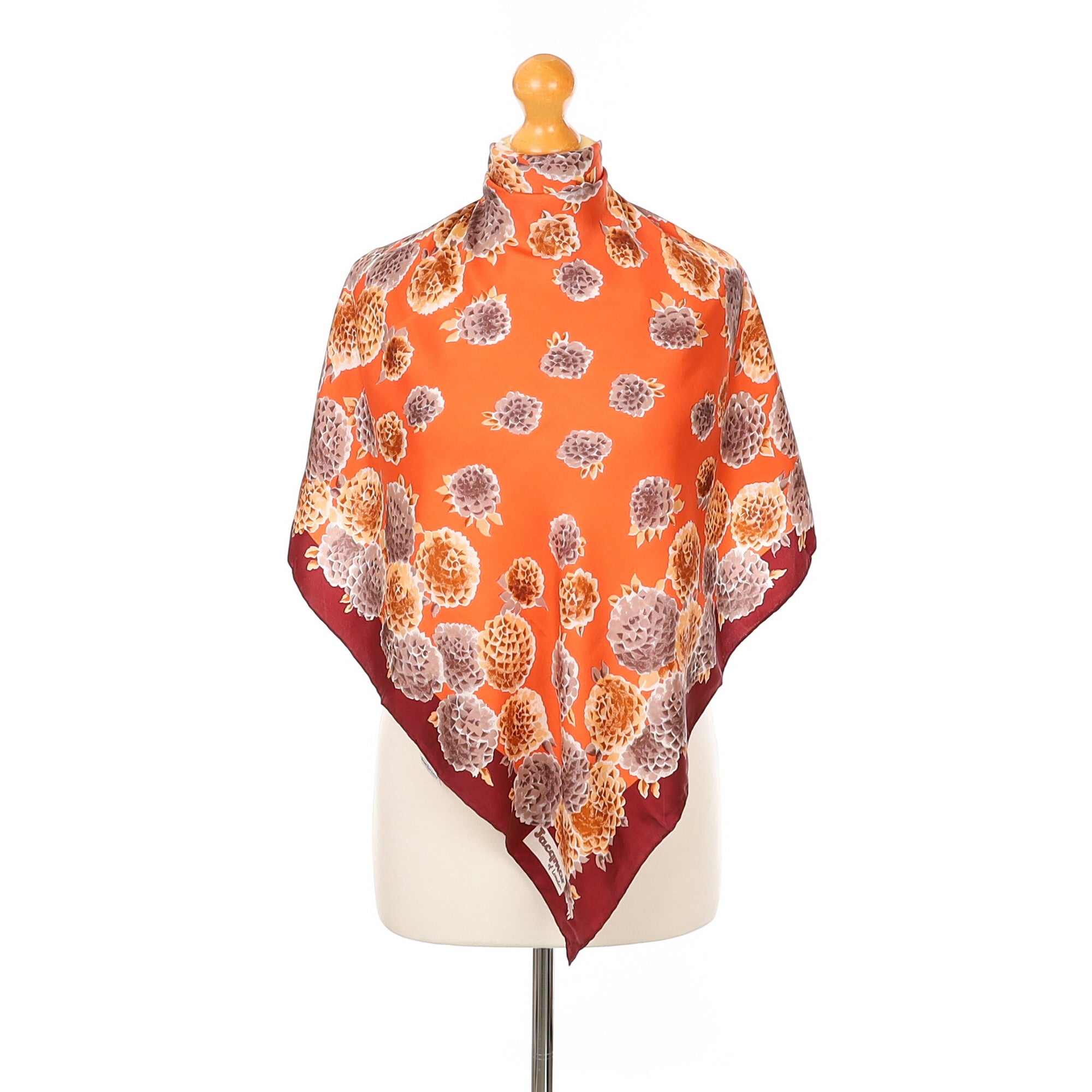 Jacqmar Orange Floral Vintage Silk Scarf
