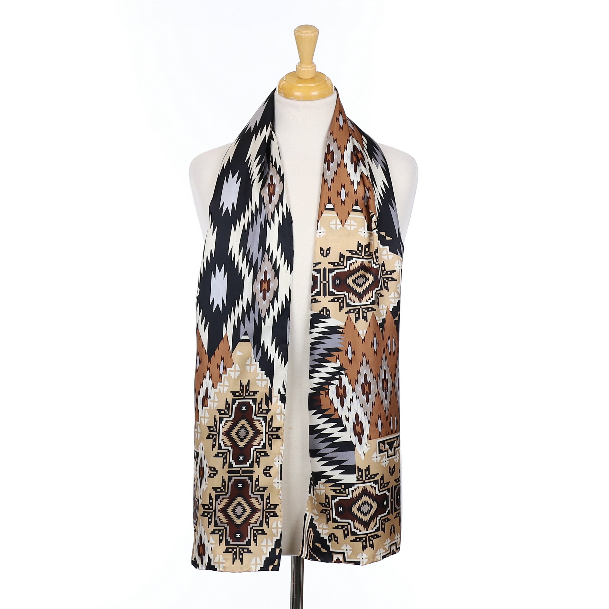Brand New Jammers & Leufgen Aztec Brown Silk Scarf