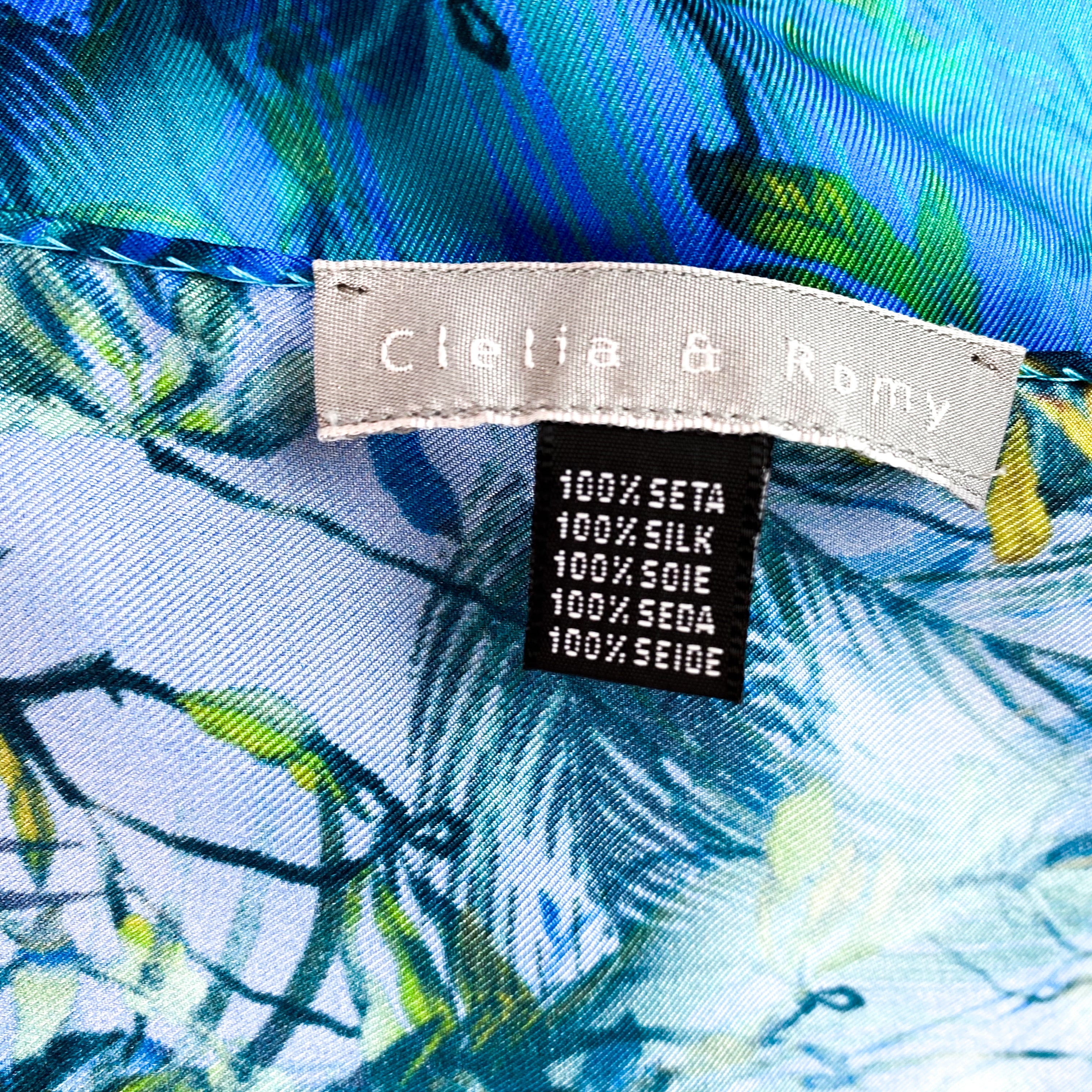 Clelia and Romy Leaf Design Silk Scarf