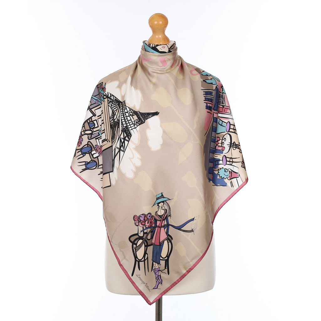 Lorenzo Vittani Paris Scene Silk Scarf