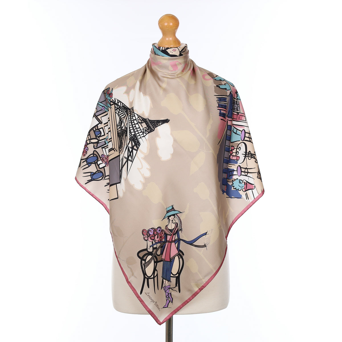 Lorenzo Vittani Paris Scene Silk Scarf