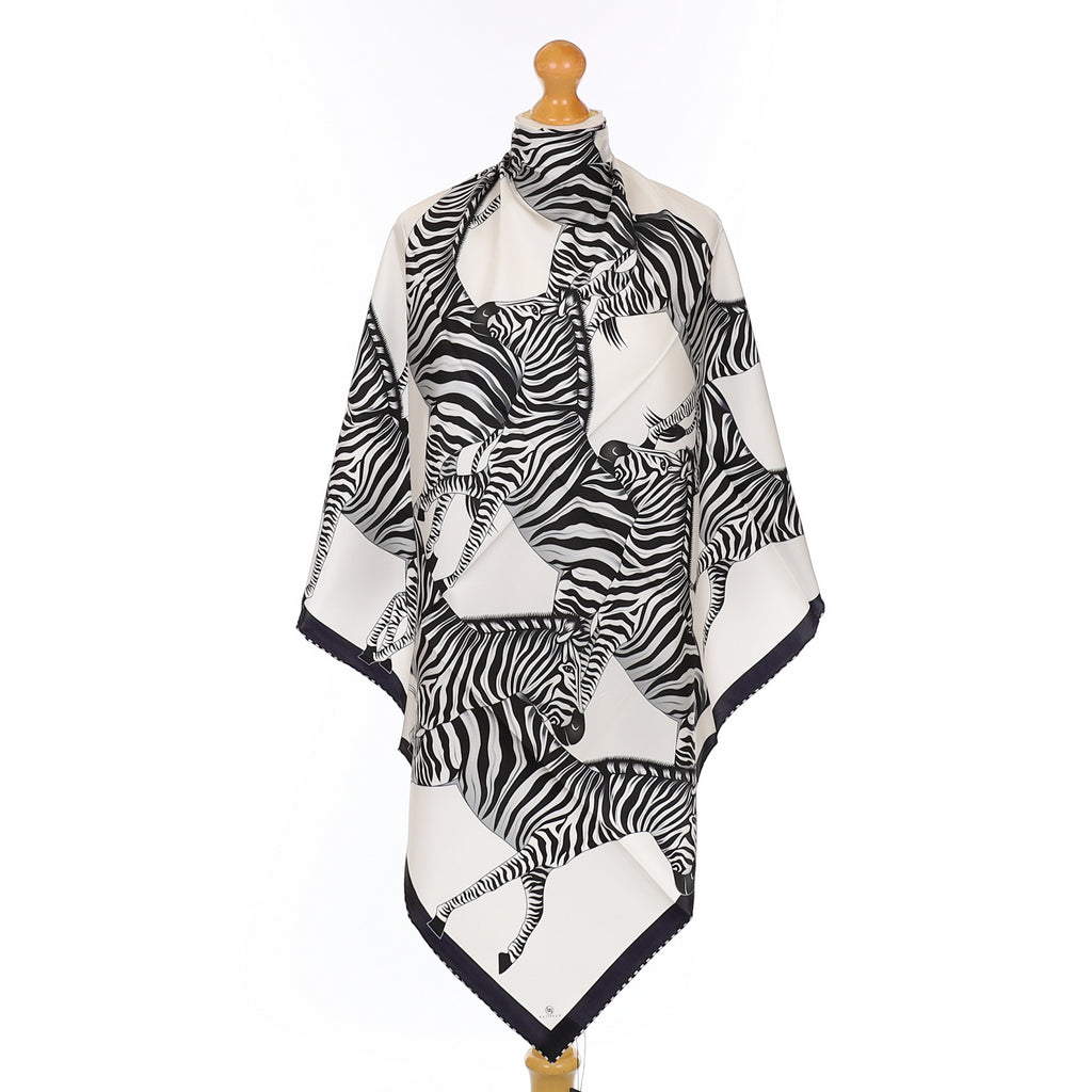 Brand New Bellezza Black & Purple Zebra Double Faced Silk Scarf