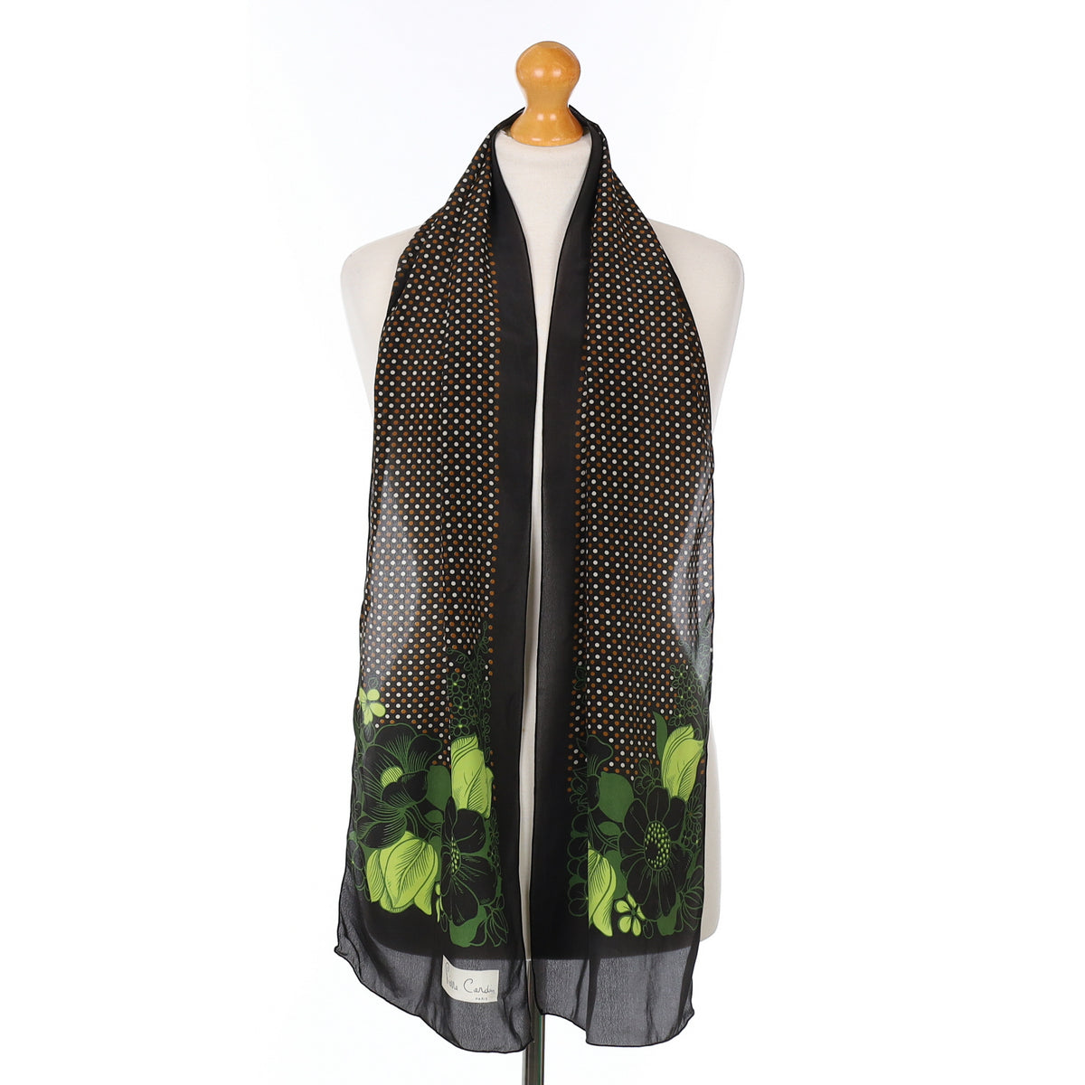Pierre Cardin Black Floral Silk Scarf