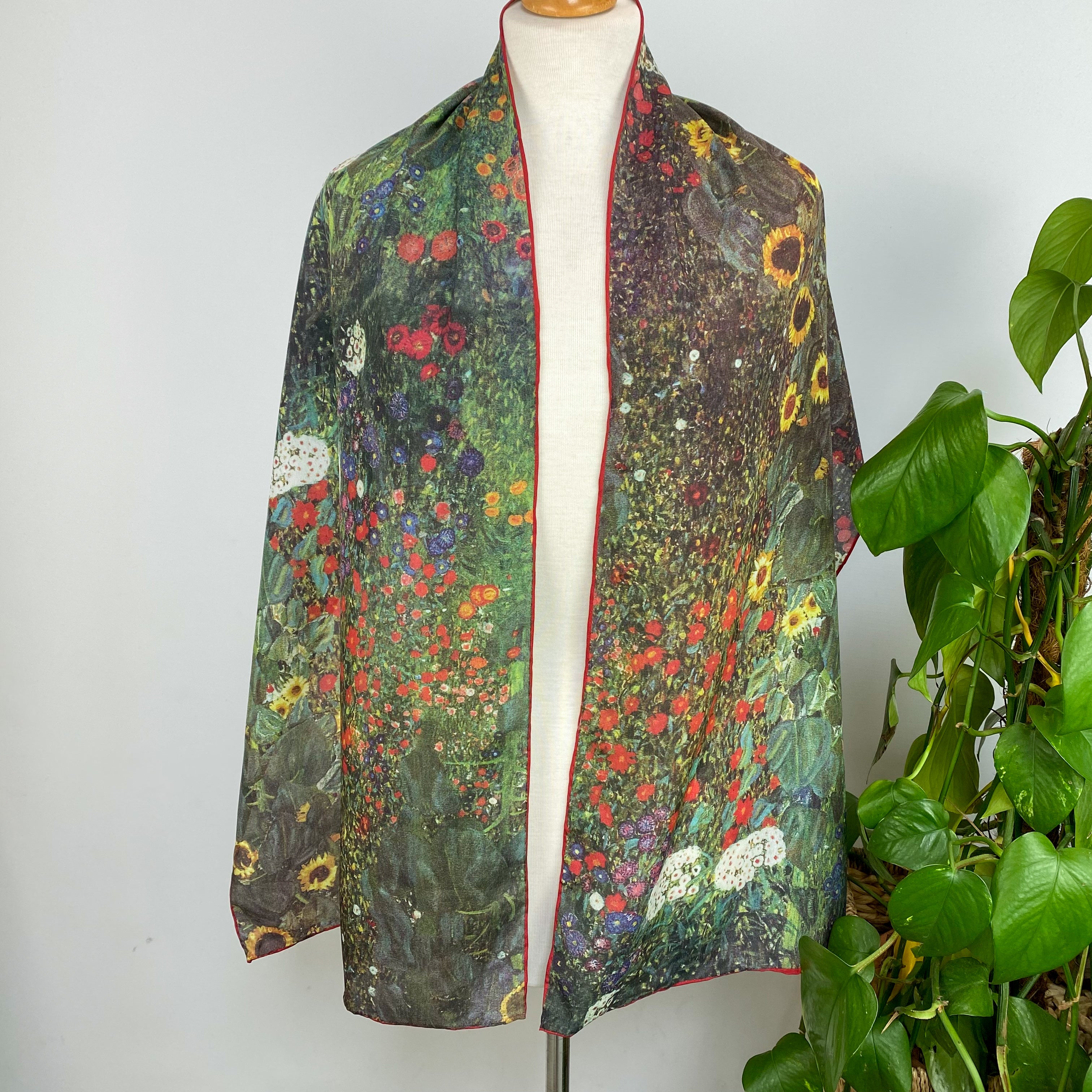 Muted Floral Long Silk Scarf