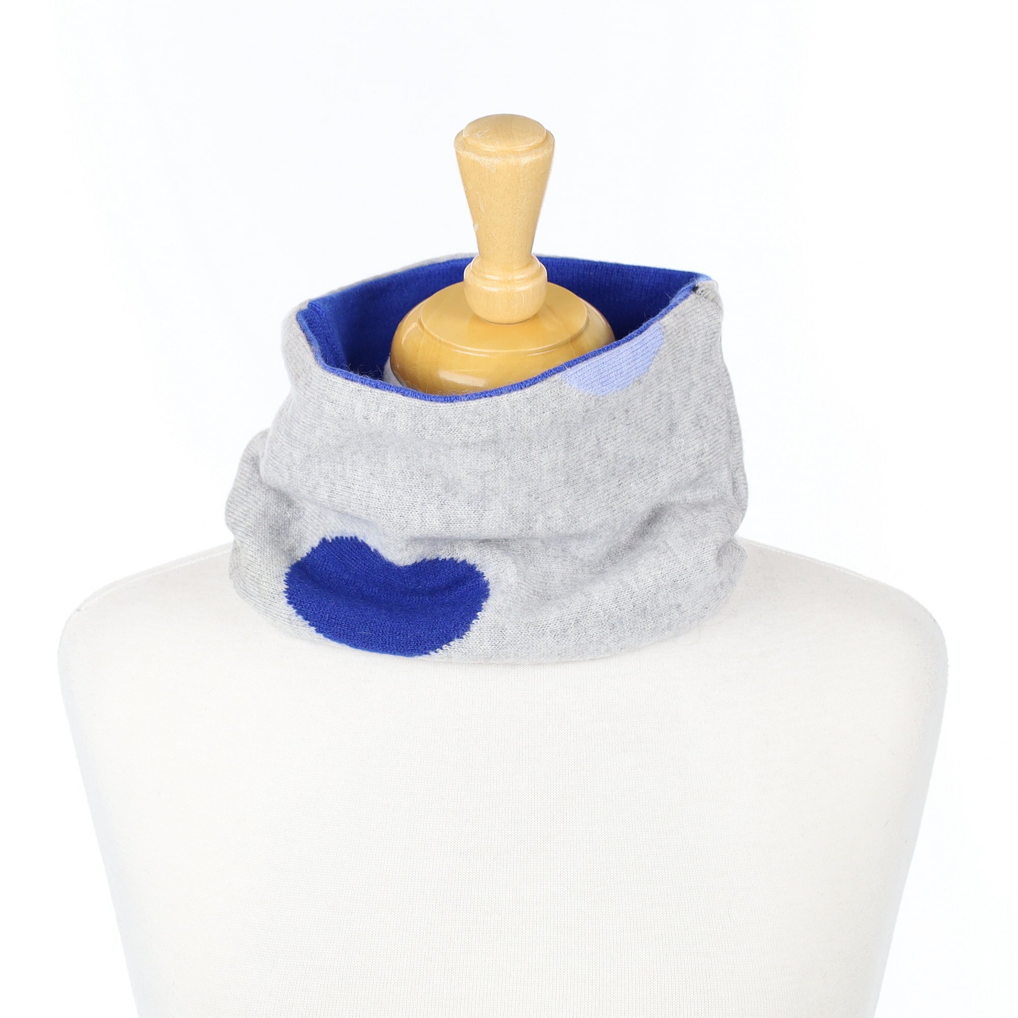 Grey and Cobalt Spotty Neck Warmer