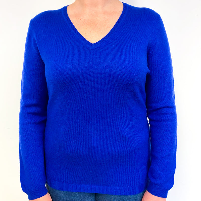 Indigo Blue Cashmere V-Neck Jumper Large