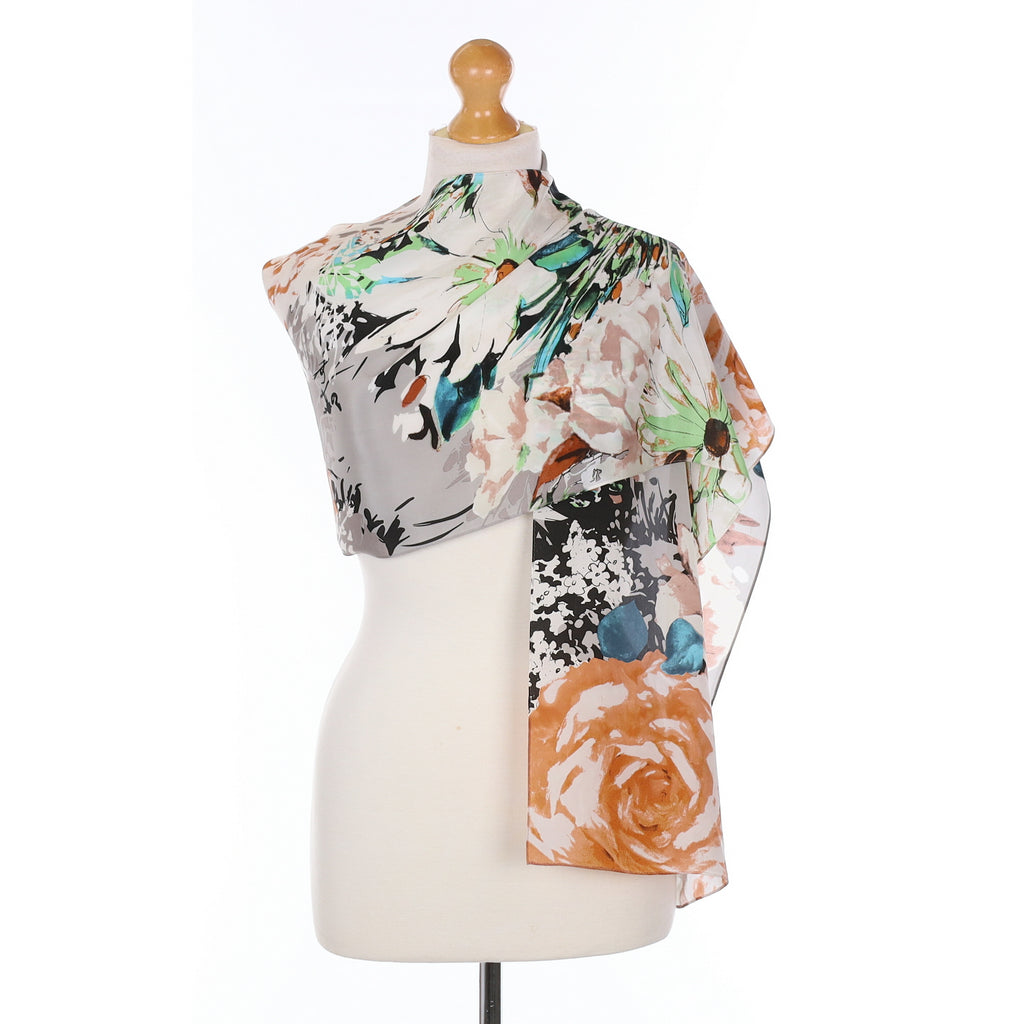 Cynthia Rowley Abstract Floral Silk Scarf