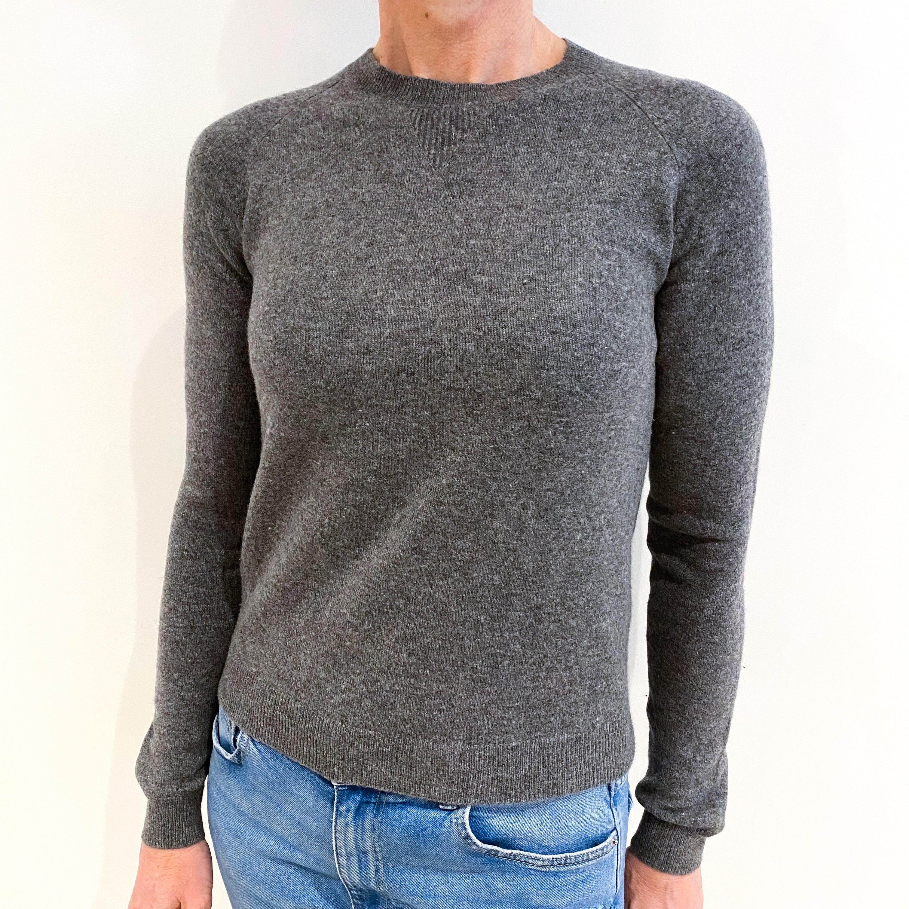 Ash Grey Cashmere Crew Neck Jumper Small