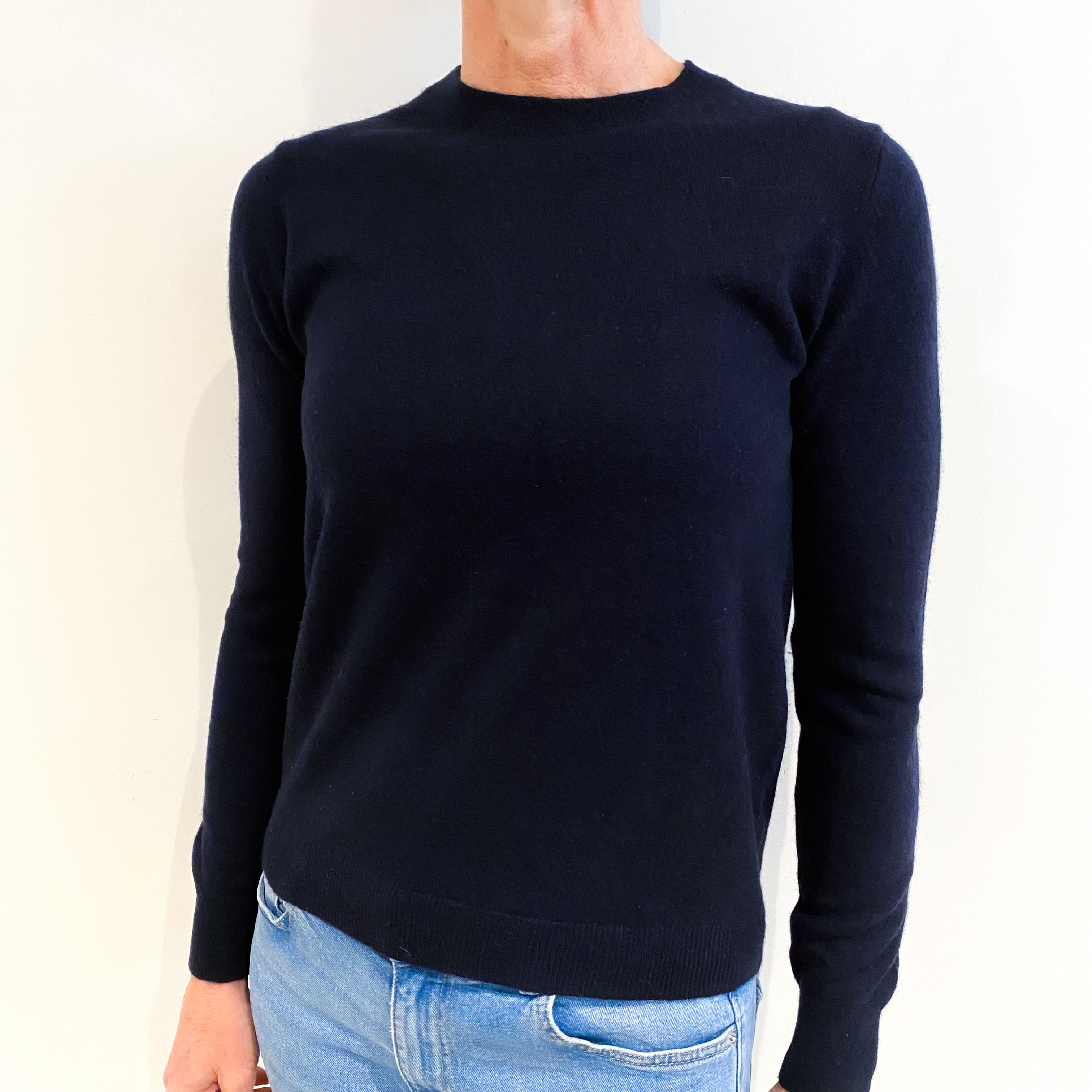 Dark Navy Cashmere Crew Neck Jumper Small