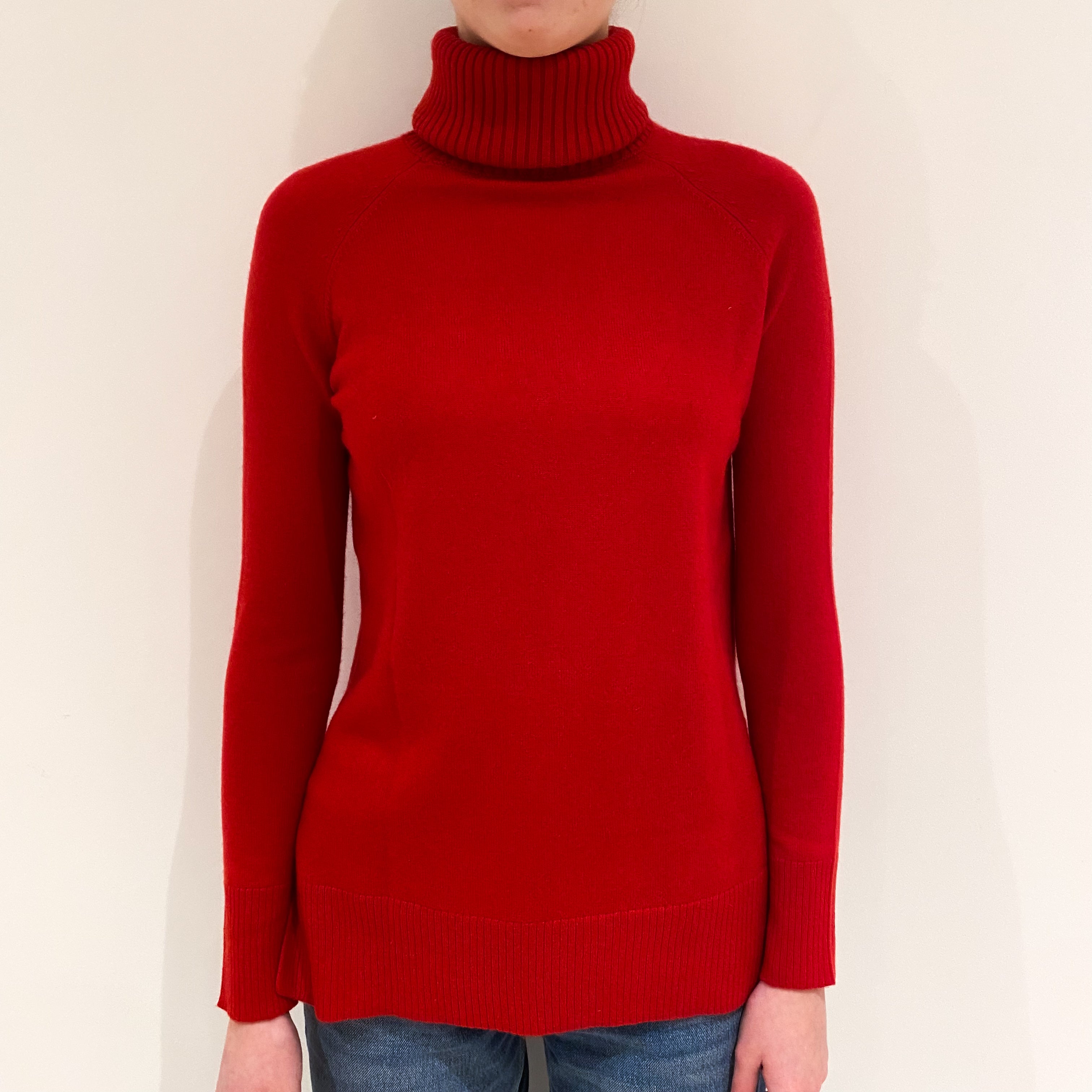 Ralph Lauren Red Cashmere Polo Neck Jumper Extra Small