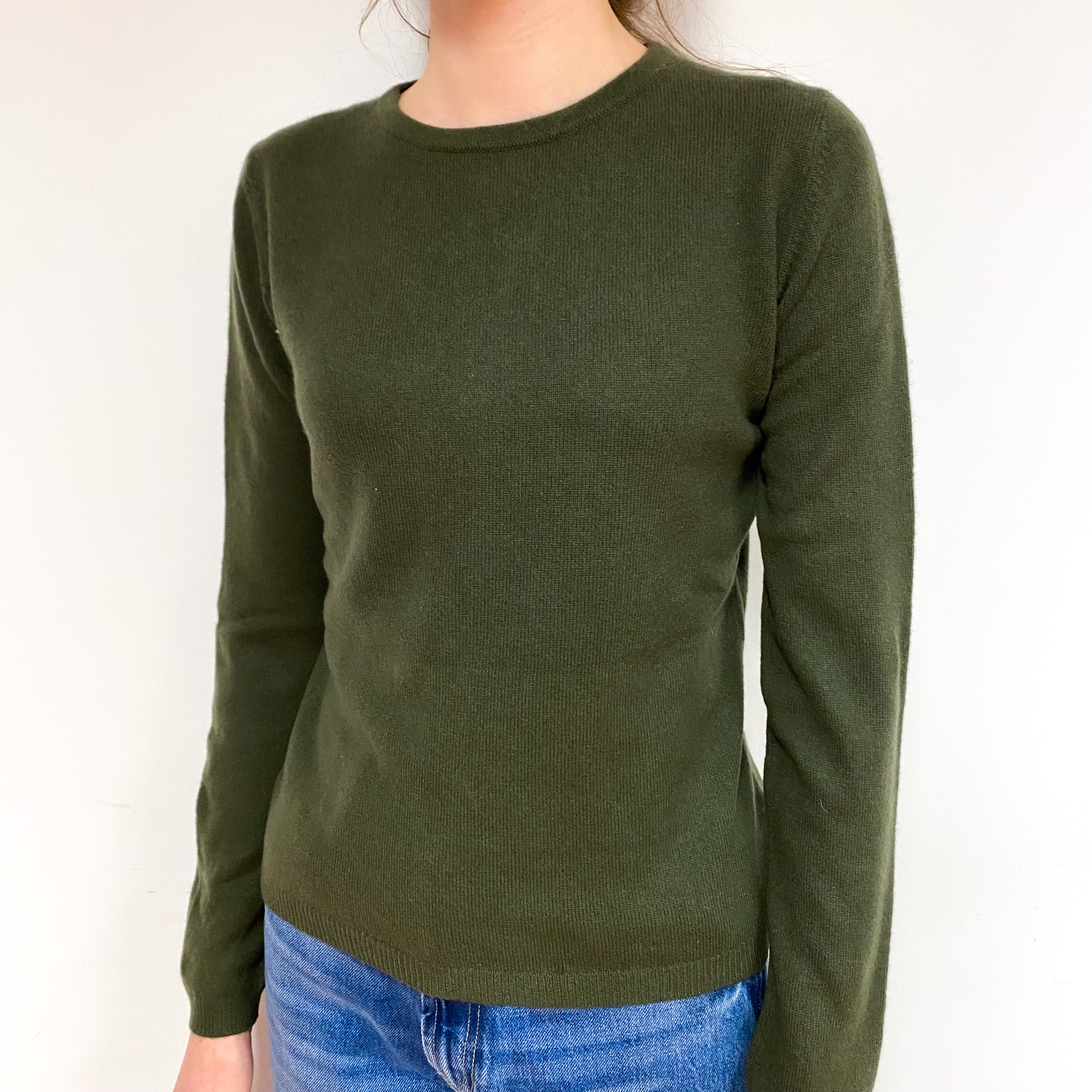 Seaweed Green Cashmere Crew Neck Jumper Extra Small
