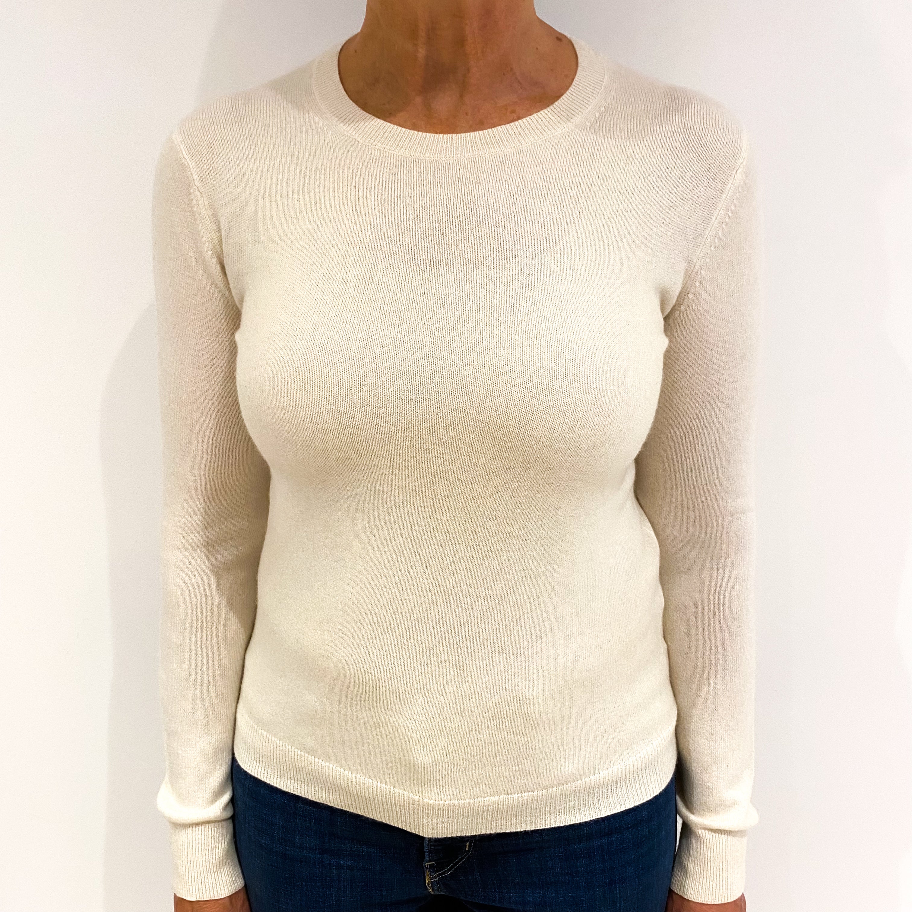 Vanilla Cream Cashmere Crew Neck Jumper Medium