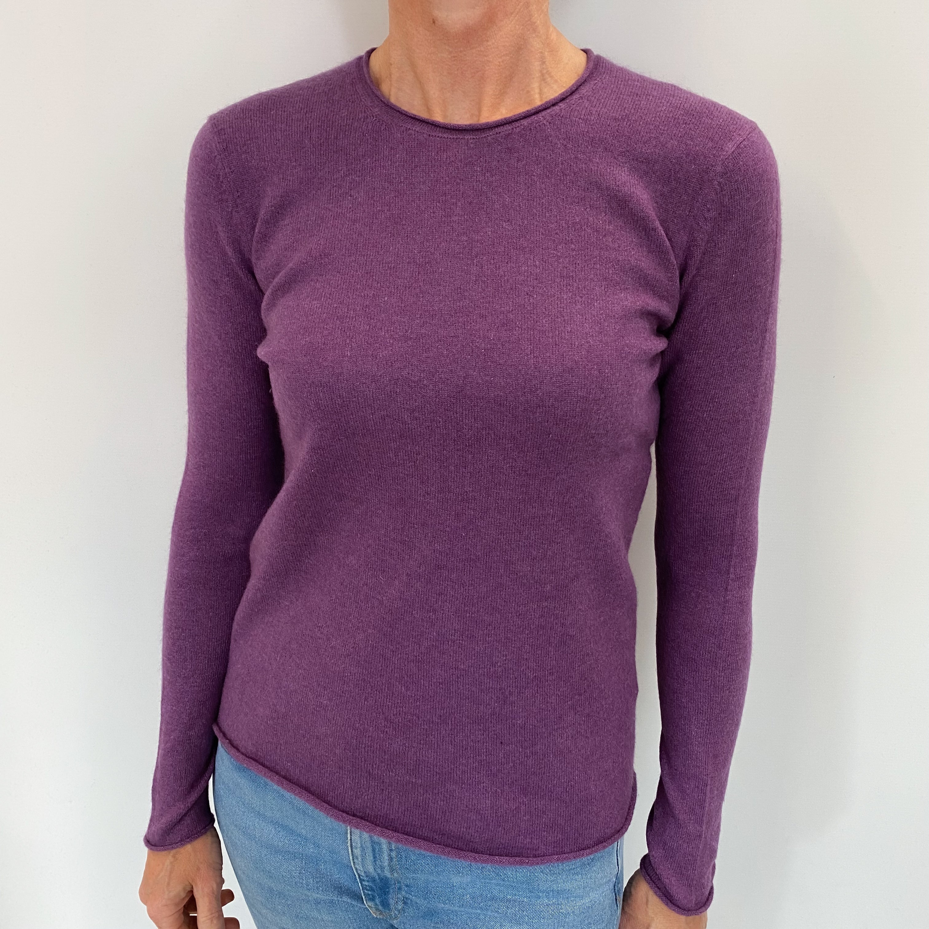 Lavender Purple Cashmere Crew Neck Jumper Small