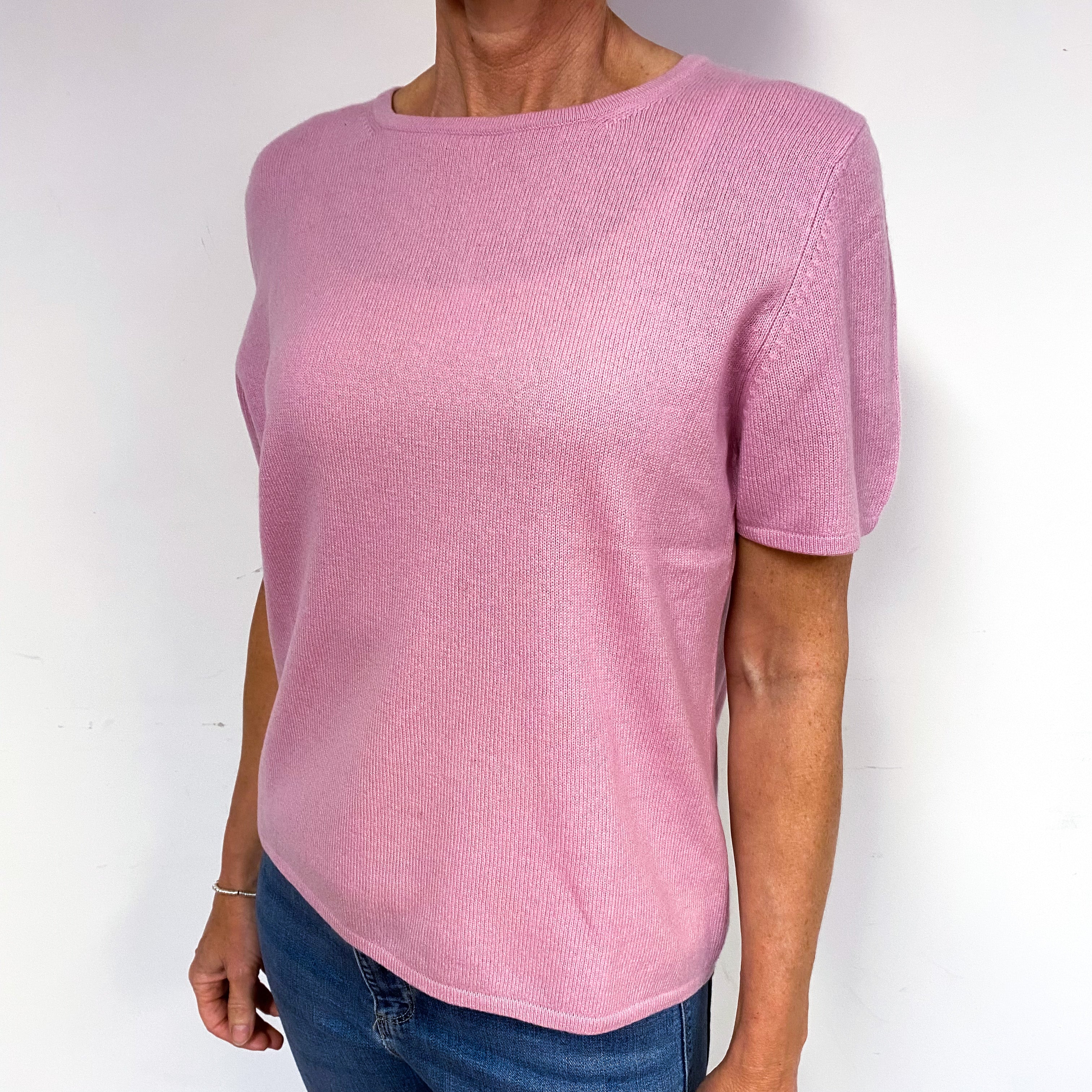 Sugar Mouse Pink Cashmere Short Sleeve Jumper Medium