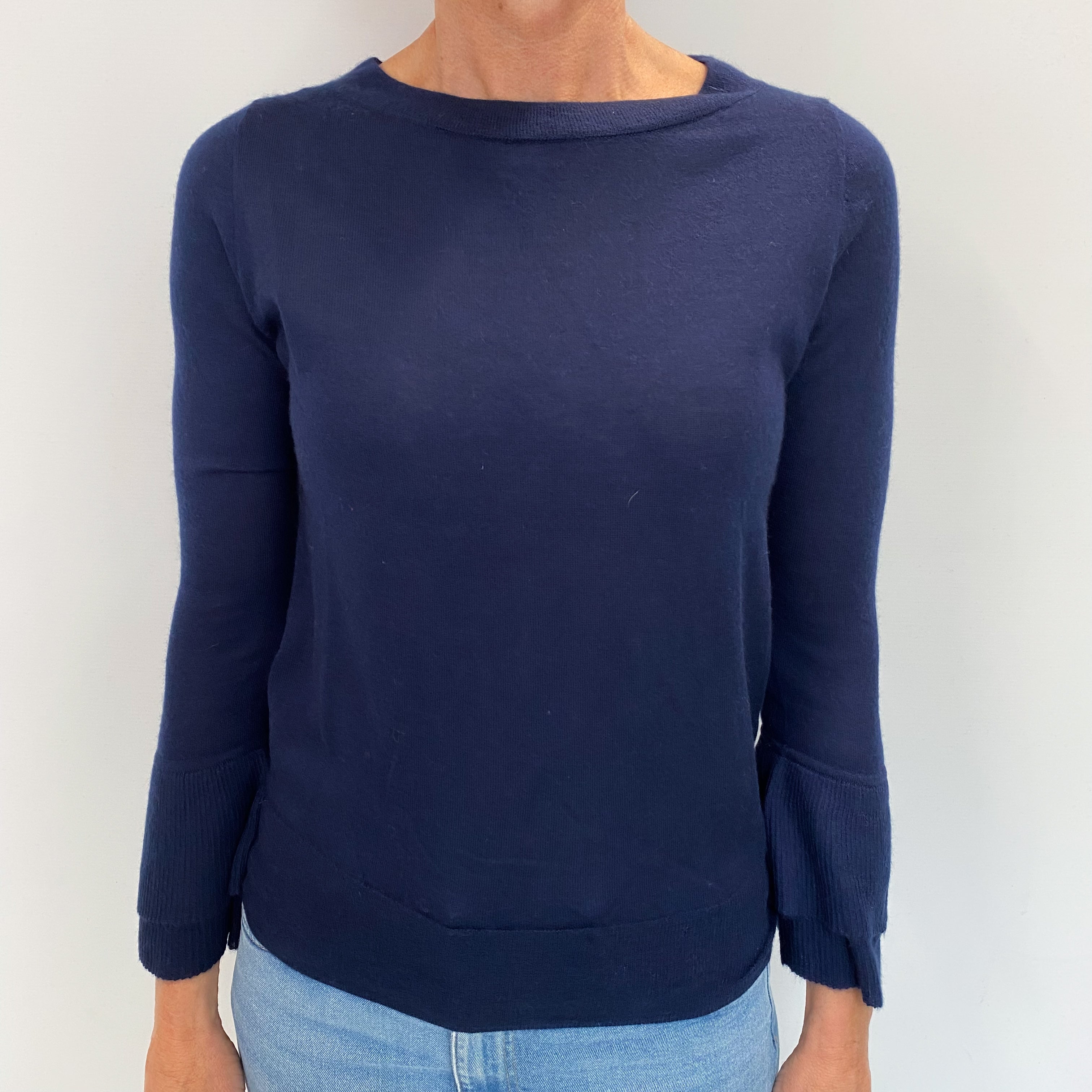 Navy Blue Cashmere Crew Neck Jumper Small