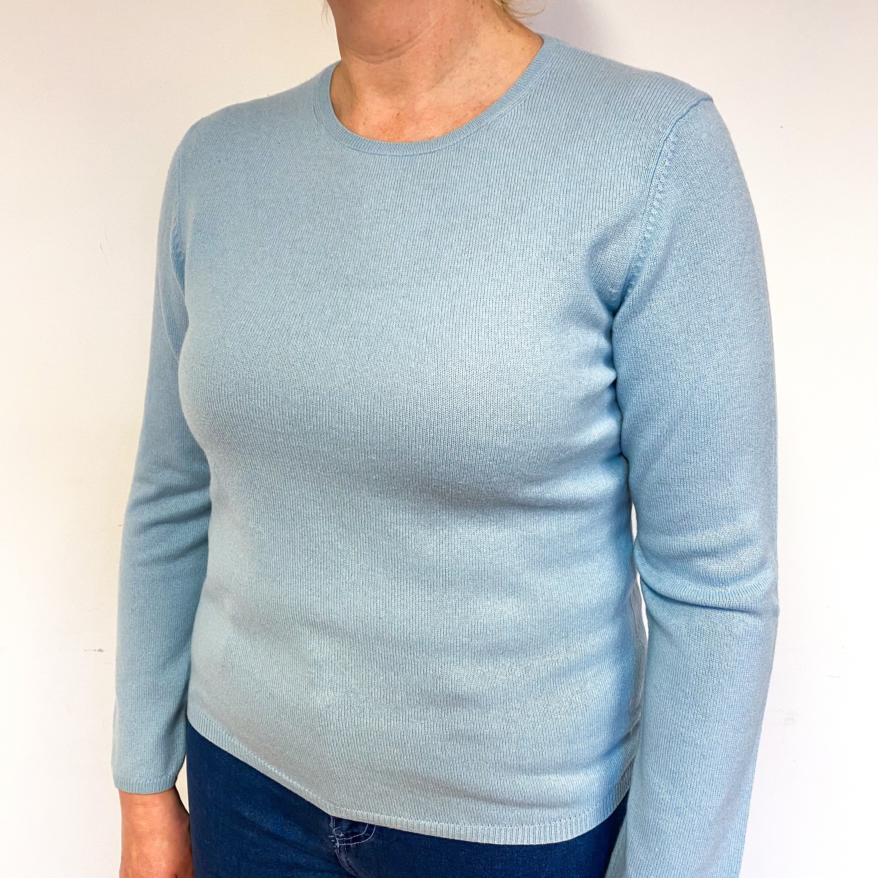 Sky Blue Cashmere Crew Neck Jumper Large