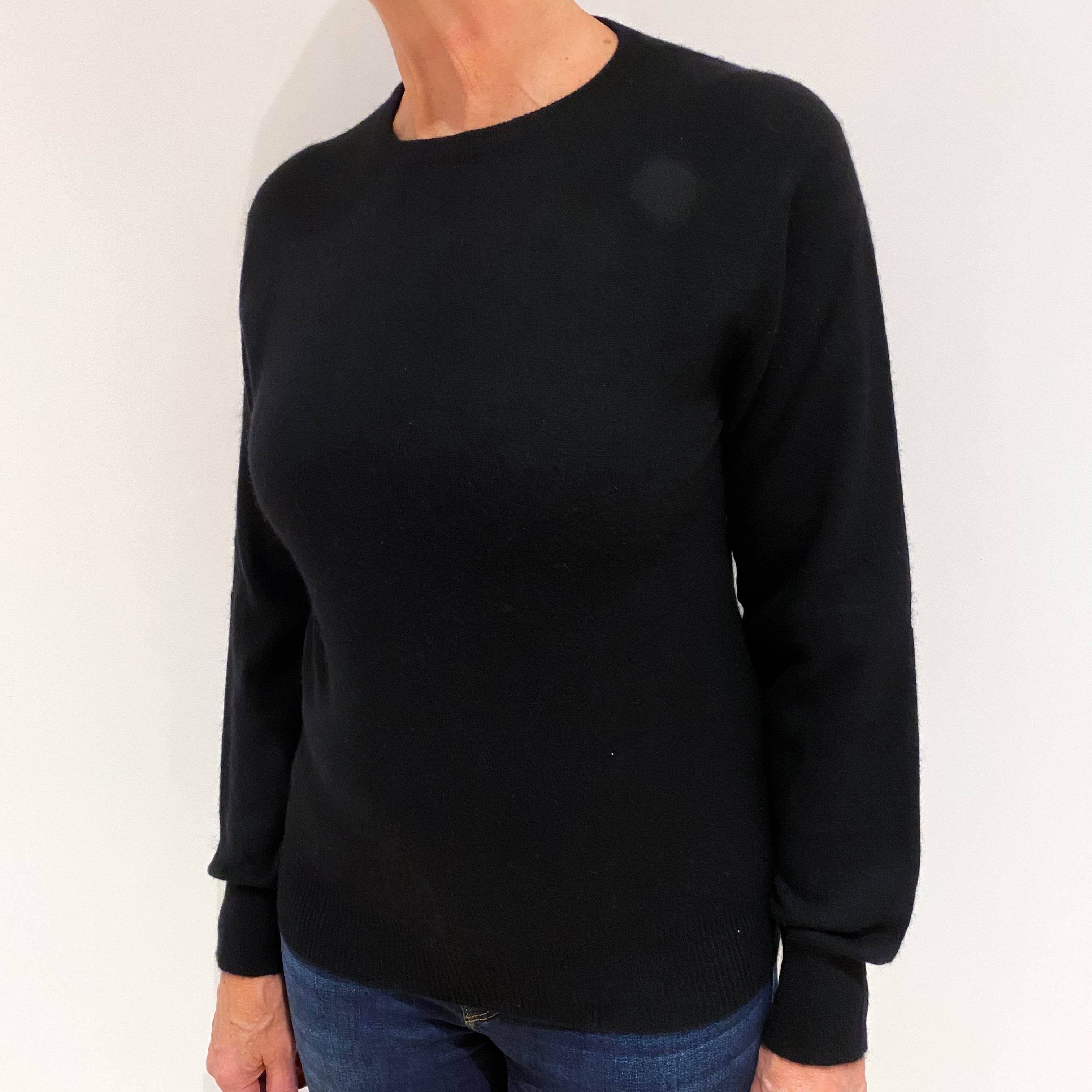 Black Cashmere Crew Neck Jumper Medium