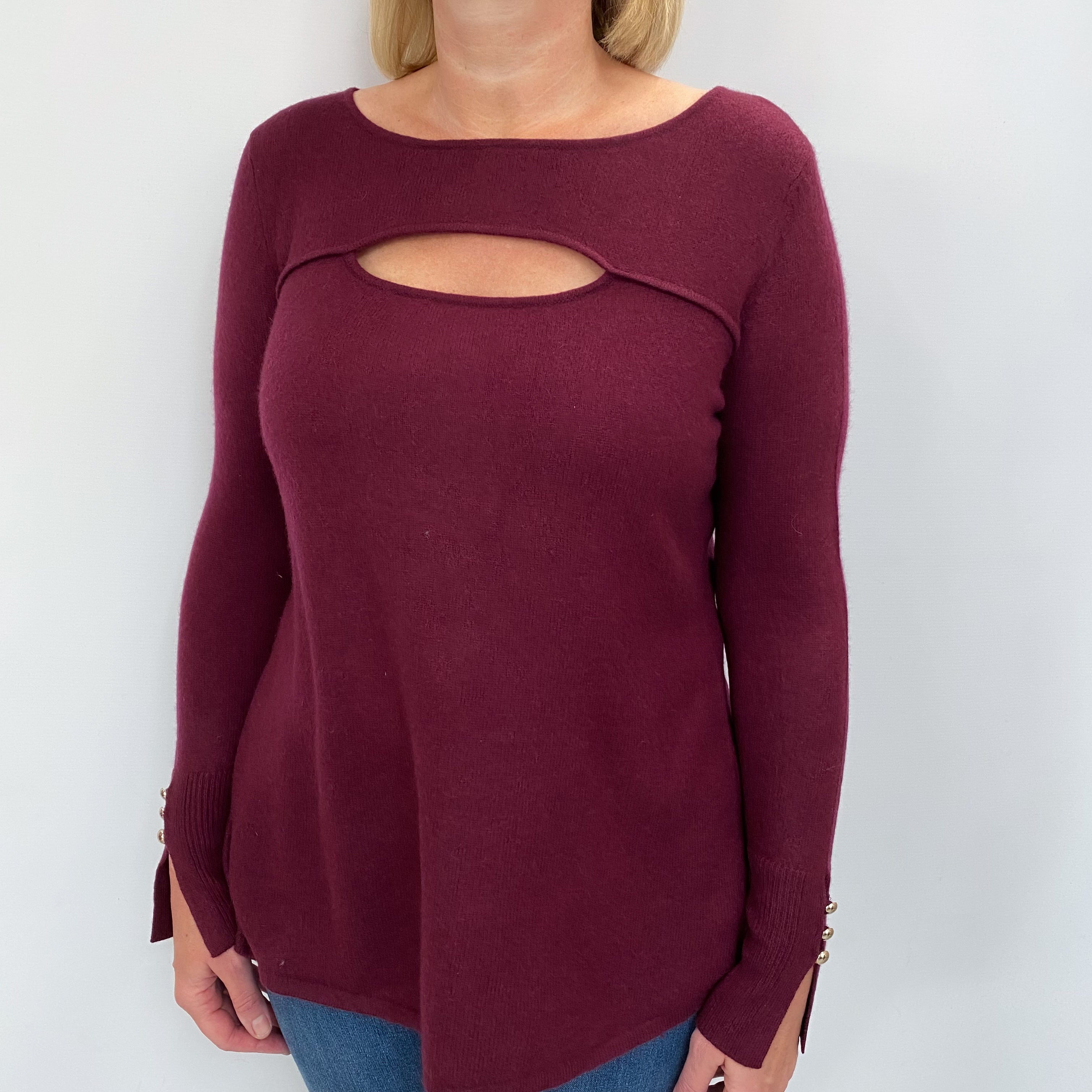 Mulberry Purple Cashmere Crew Neck Jumper Large