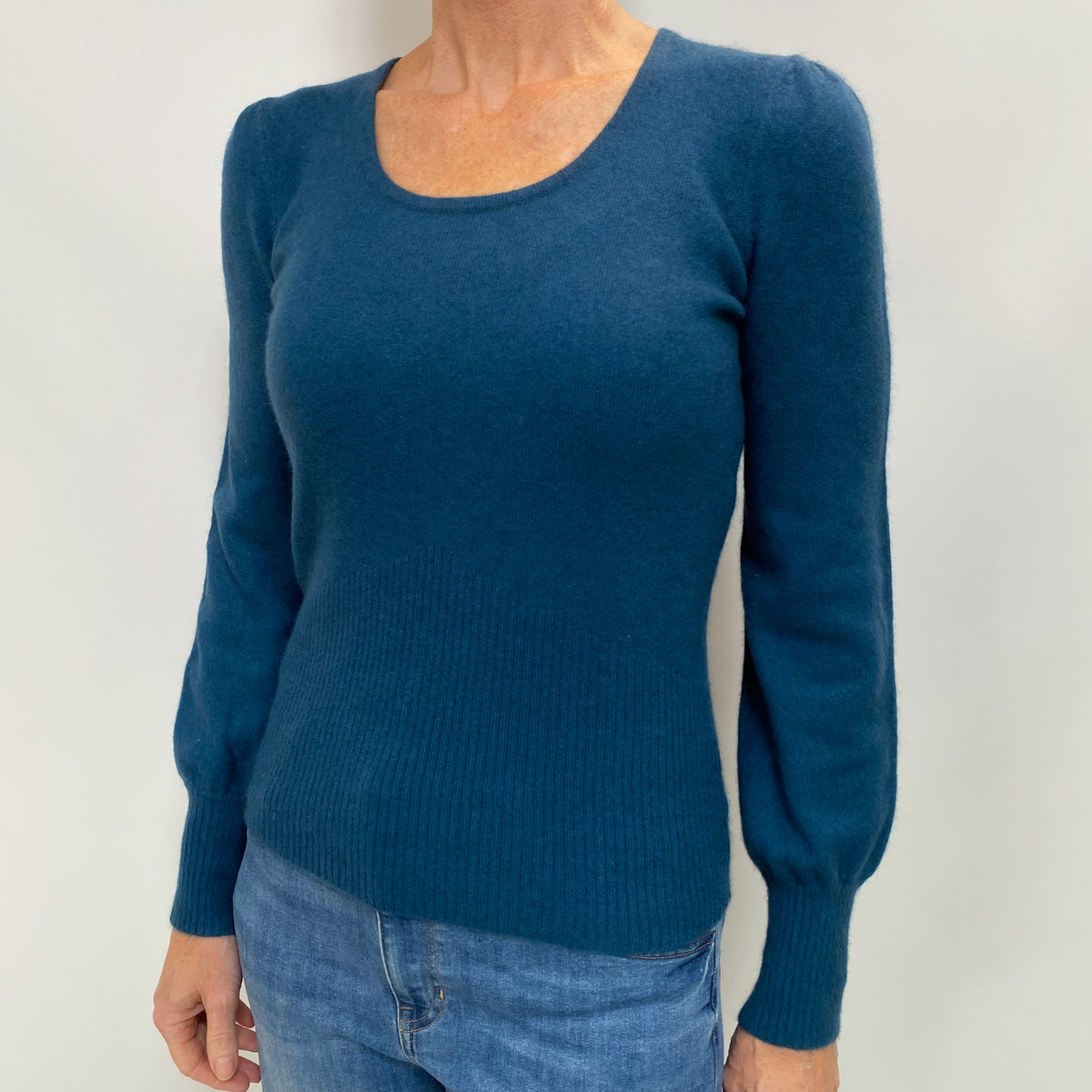Deep Ocean Blue Cashmere Crew Neck Jumper Small