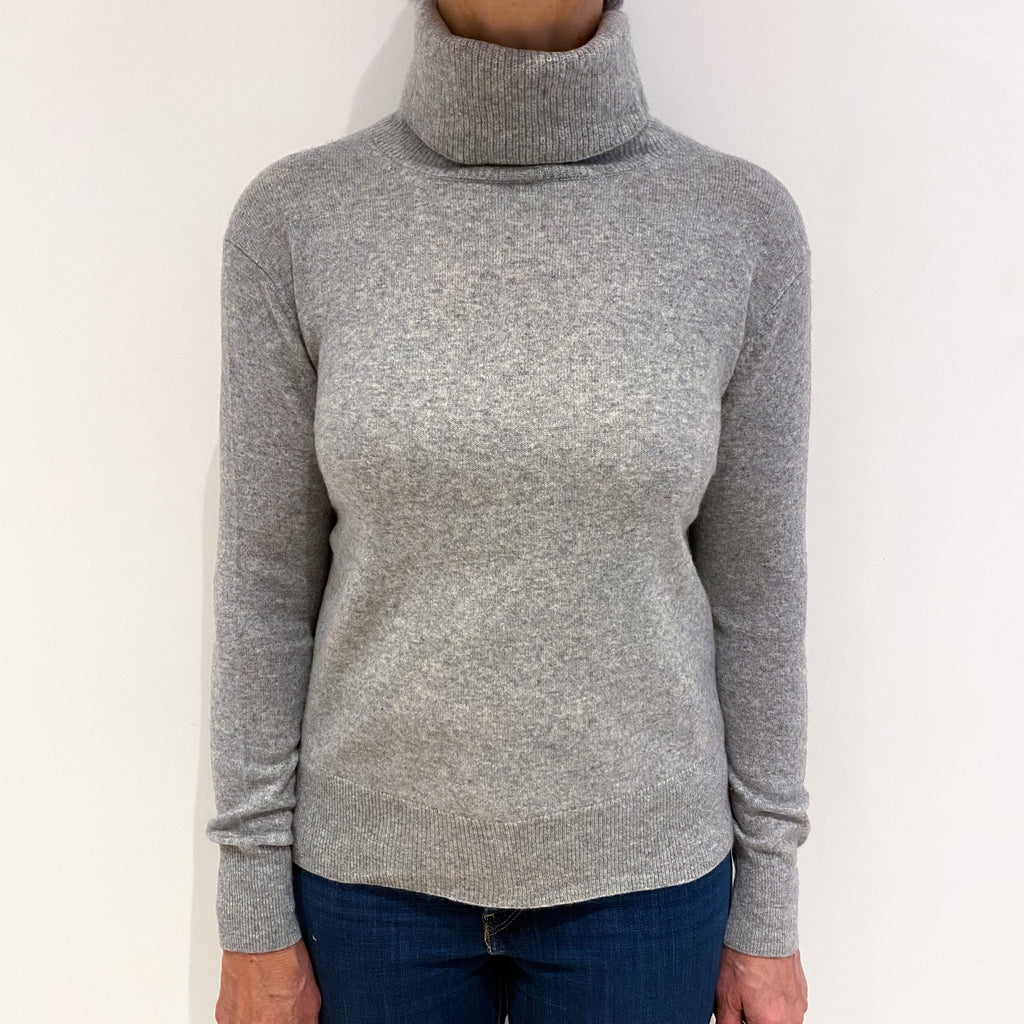 Smoke Grey Cashmere Polo Neck Jumper Medium