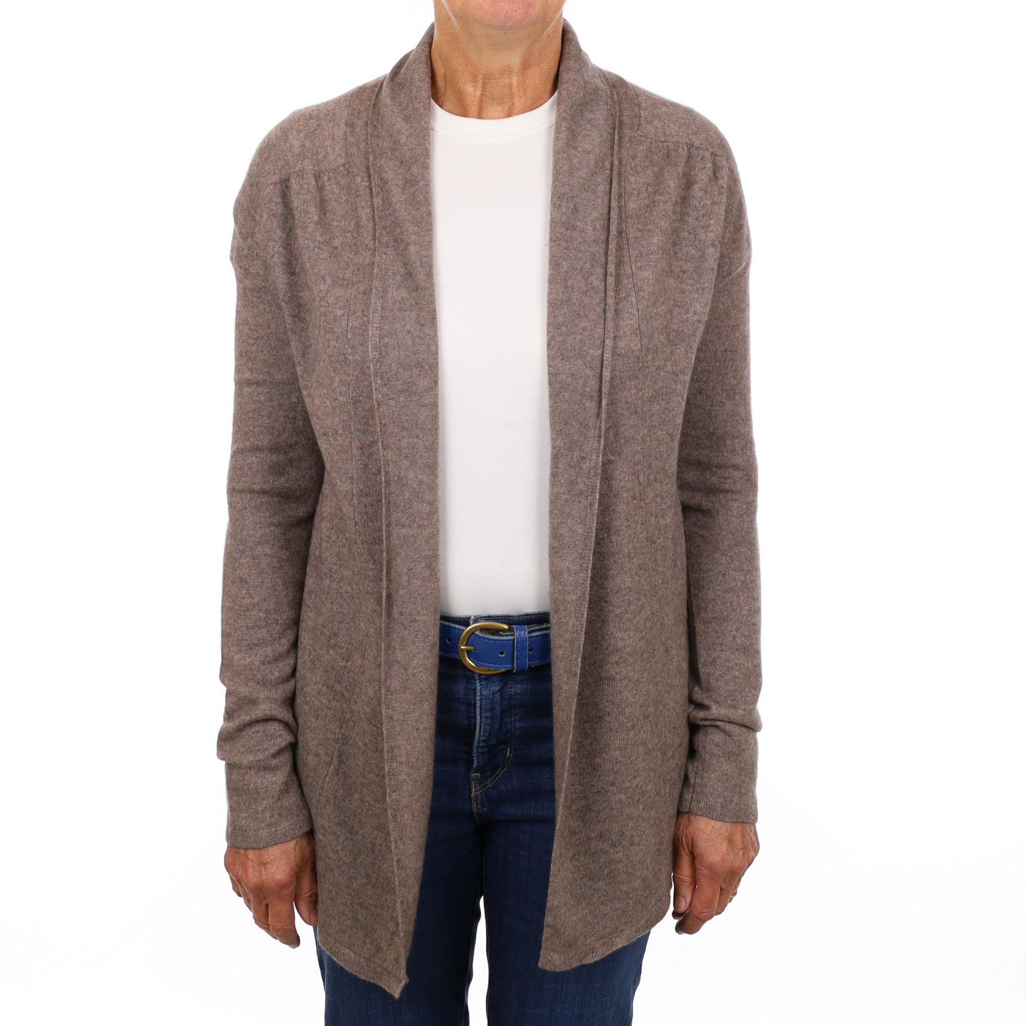 Mocha Brown Cashmere Edge to Edge Cardigan Medium