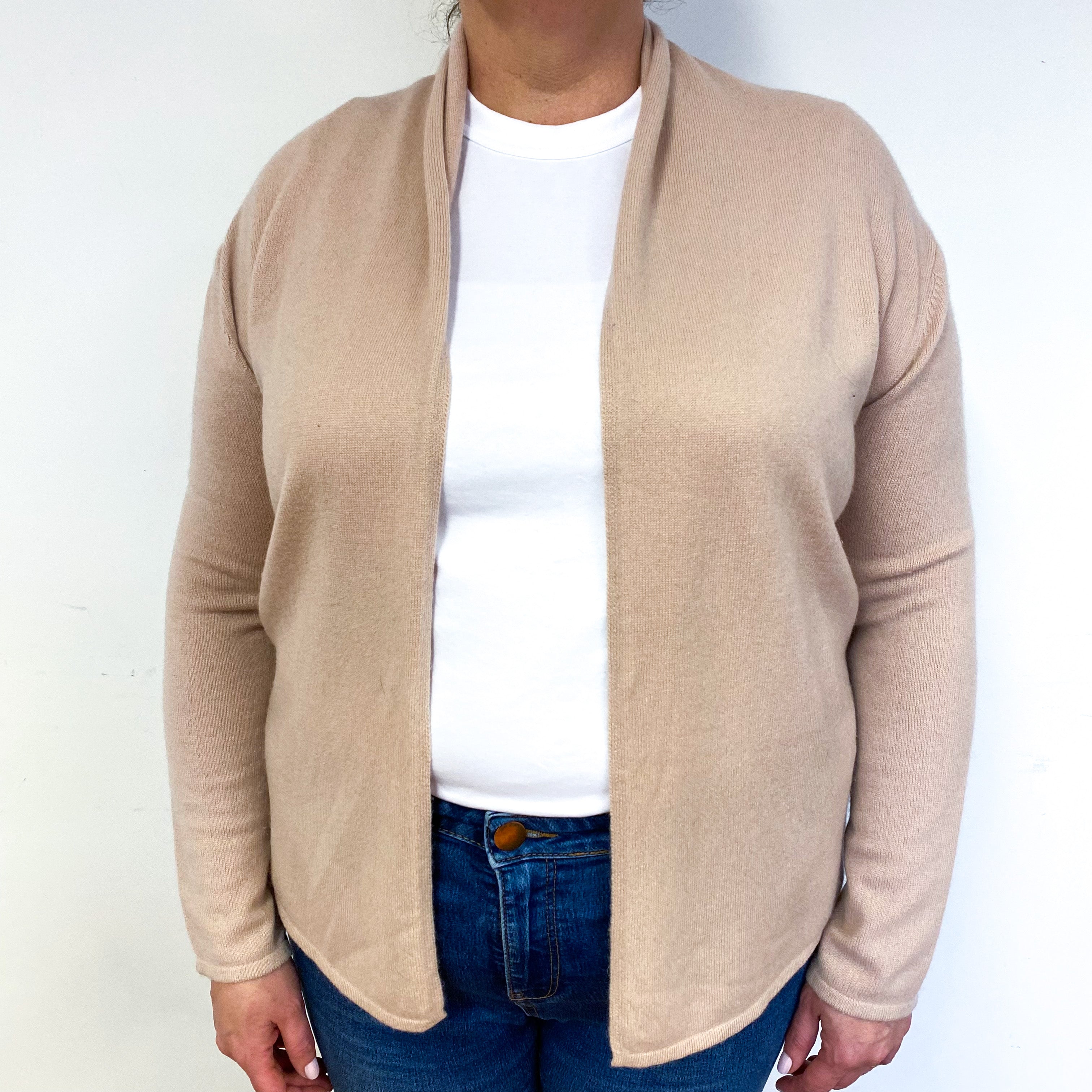 Nude Pink Cashmere Edge to Edge Cardigan Extra Large