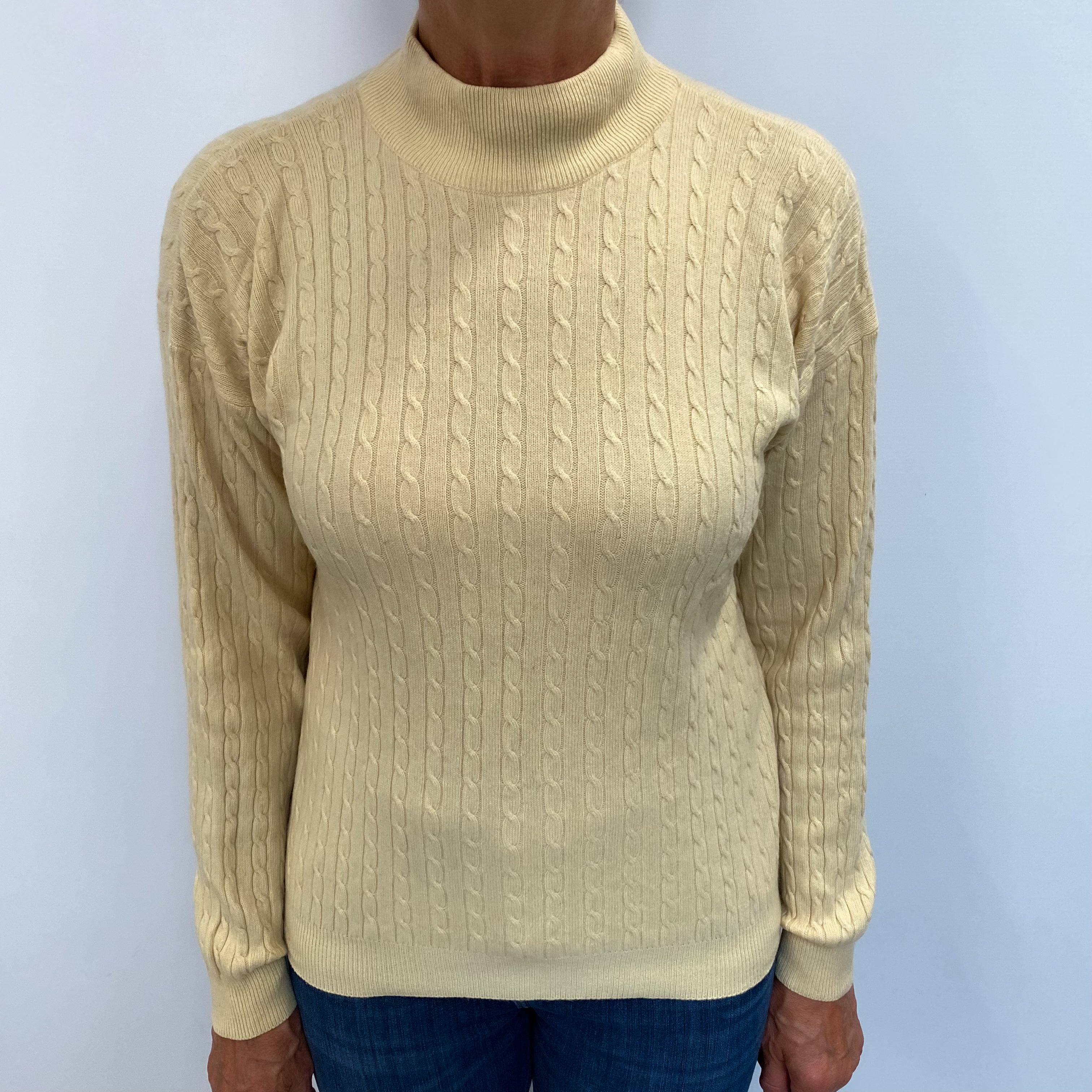 Honey Beige Cashmere Turtle Neck Jumper Medium