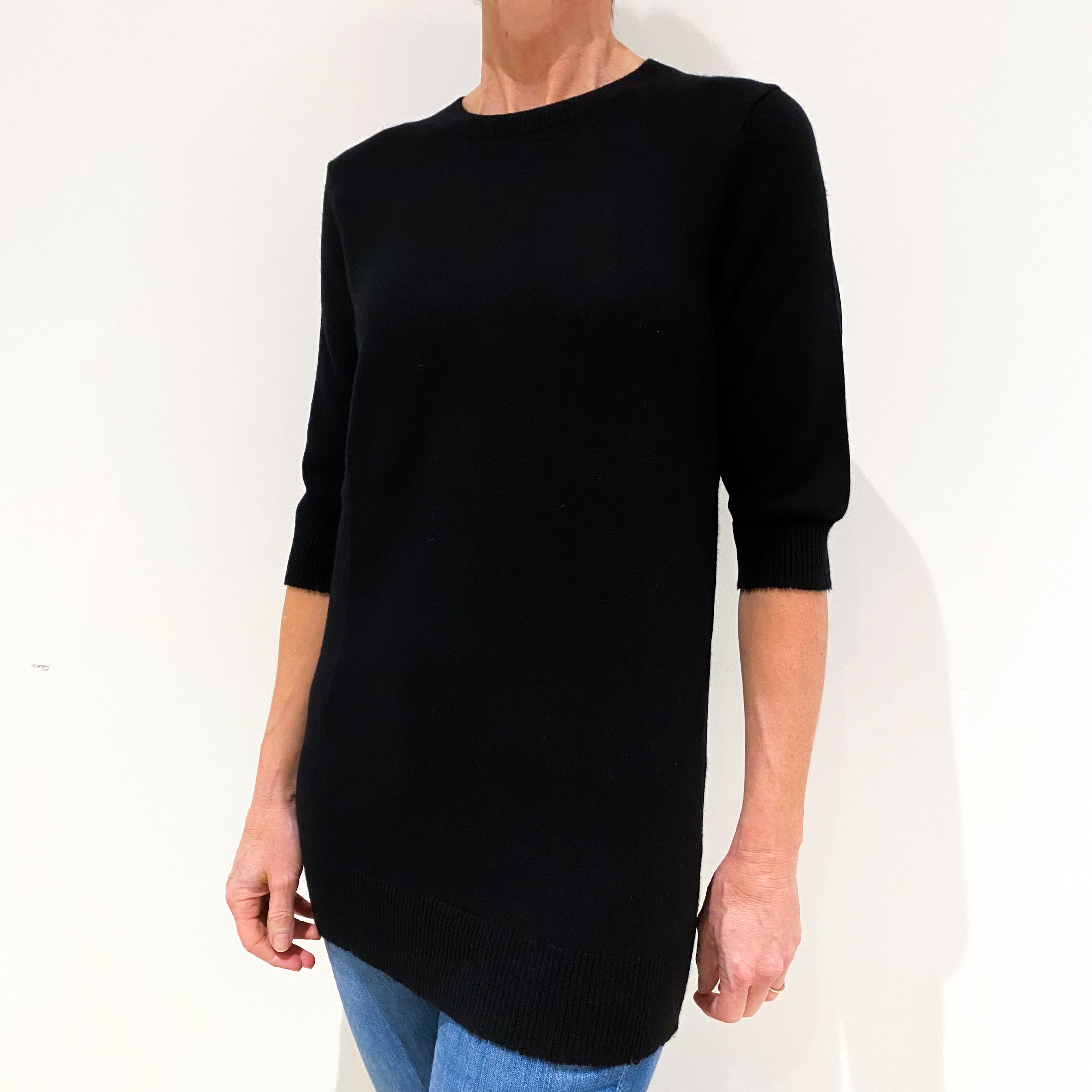 Black Cashmere Crew Neck Jumper Small