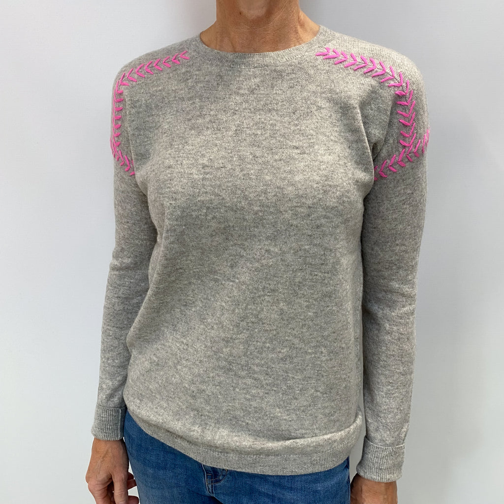 Smoke Grey Cashmere Crew Neck Jumper Small