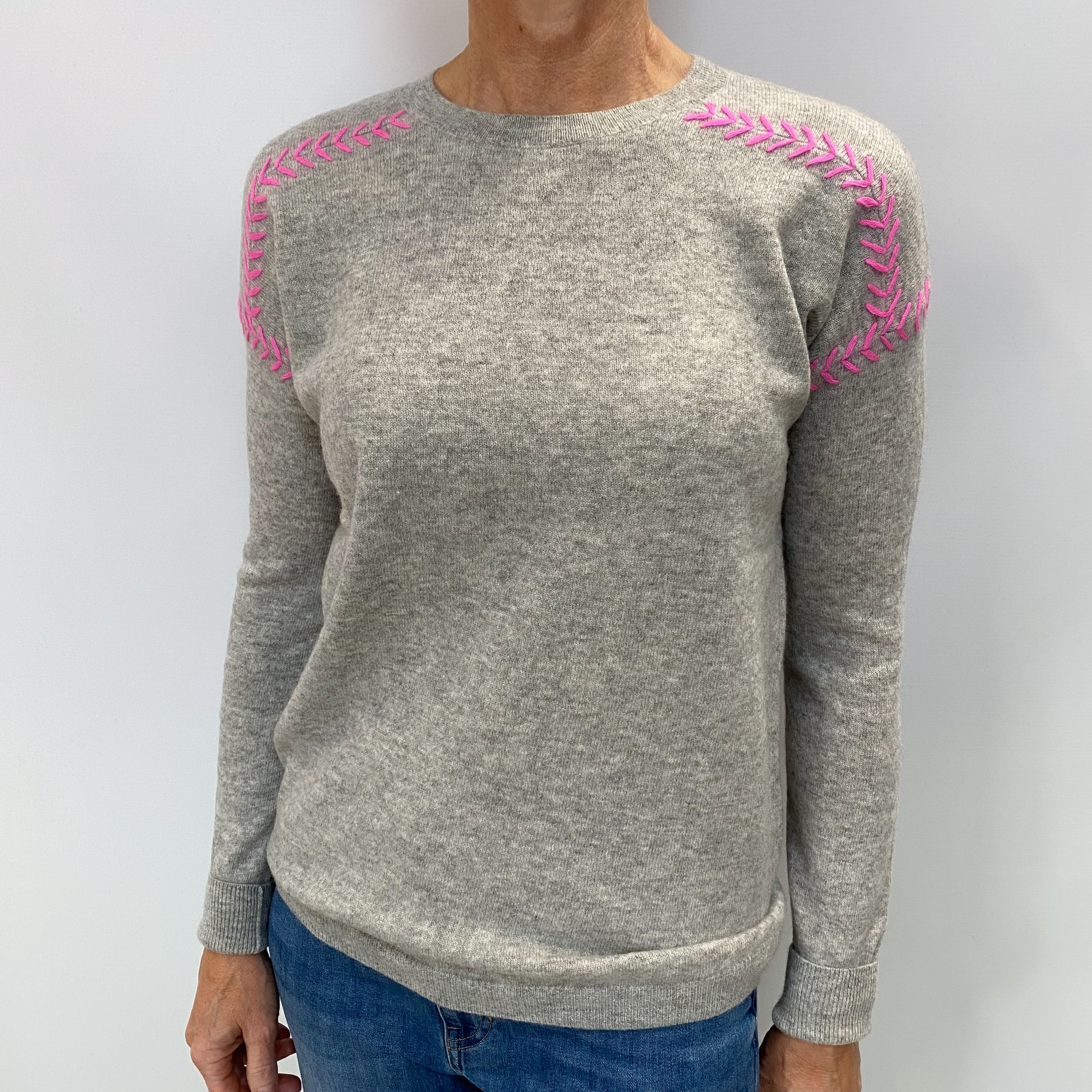 Smoke Grey Cashmere Crew Neck Jumper Small