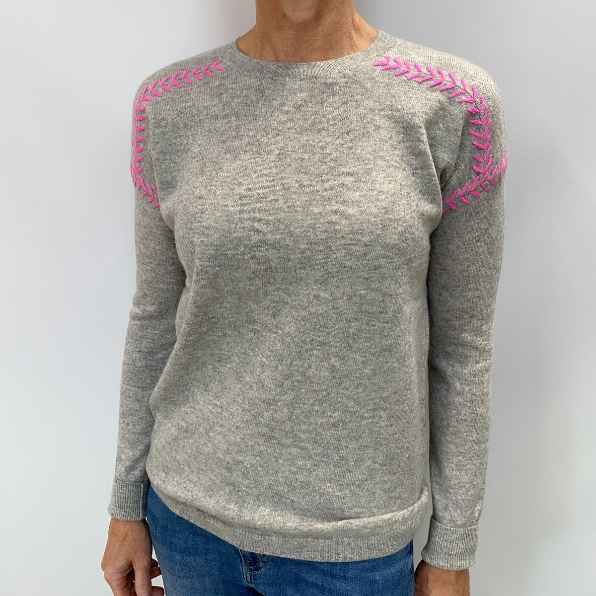 Smoke Grey Cashmere Crew Neck Jumper Small