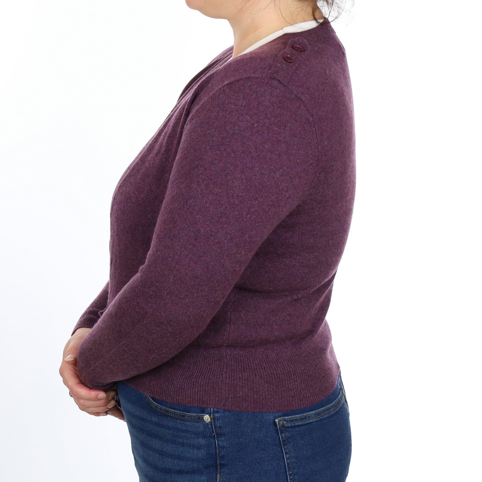 Intropia Blueberry Purple Cashmere V Neck Cardigan Large