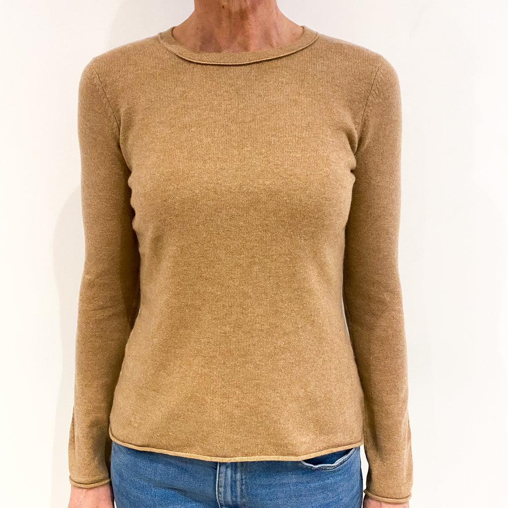 Caramel Brown Cashmere Crew Neck Jumper Small