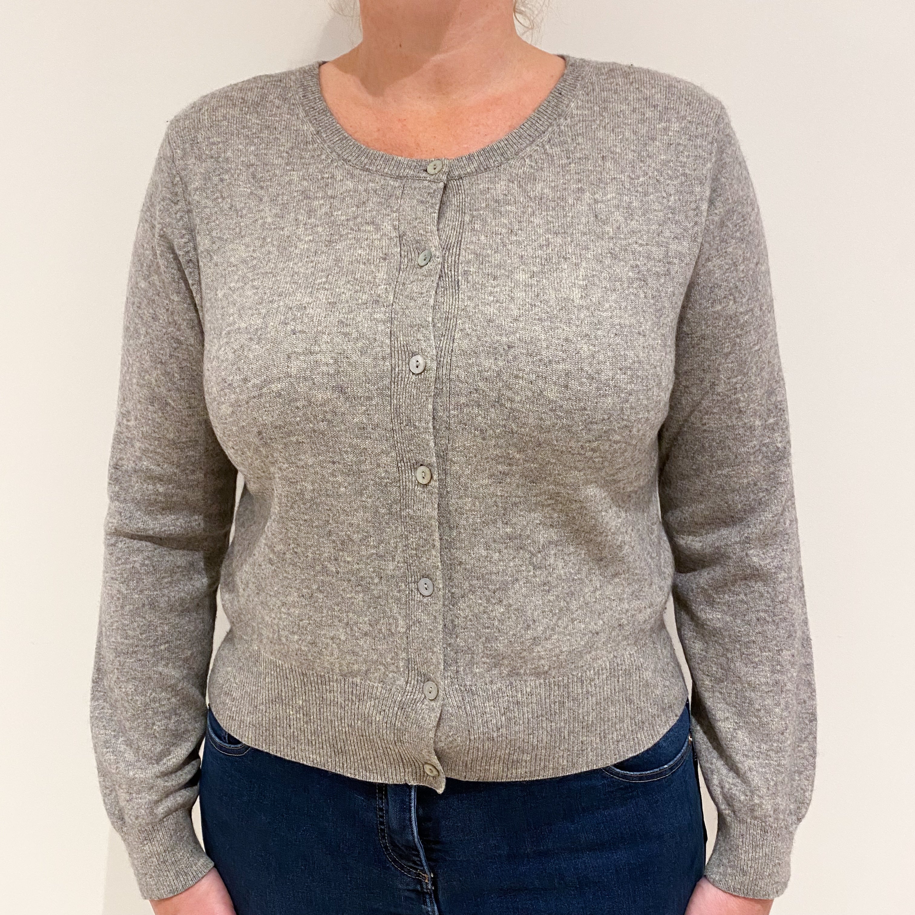 Grey Cashmere Cardigan Large
